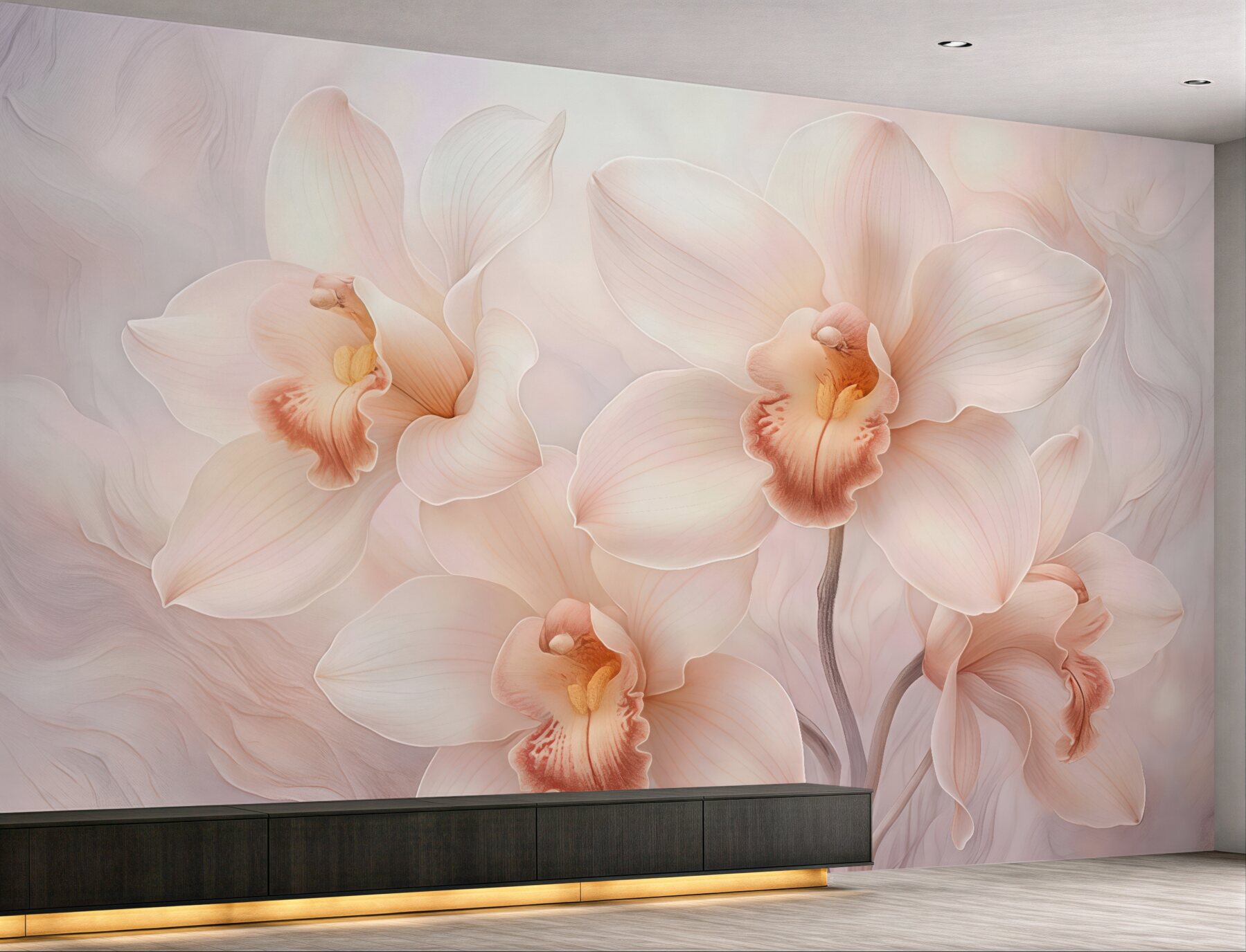 Fototapeta pudrowe orchidee w subtelnej elegancji