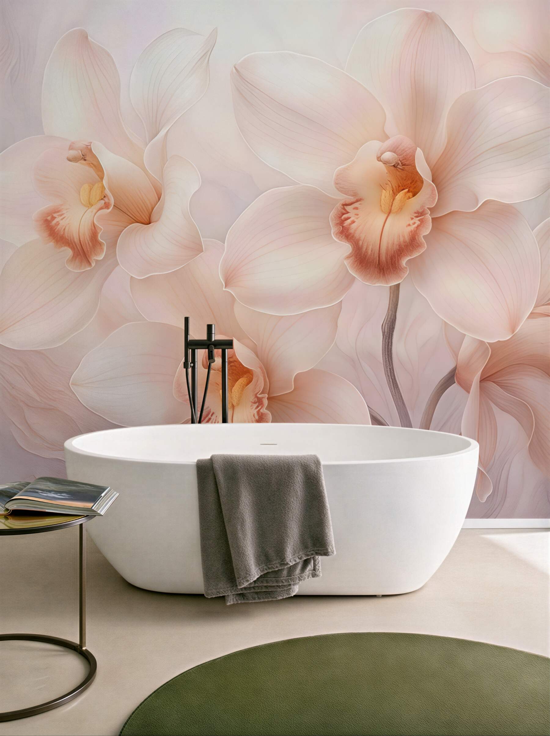 Fototapeta pudrowe orchidee w subtelnej elegancji