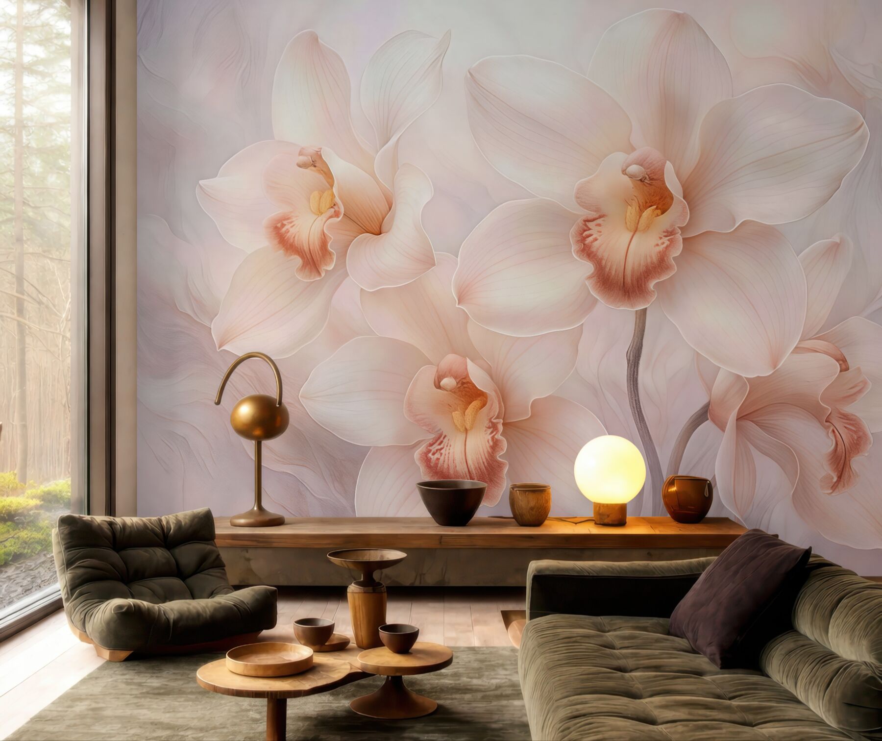 Fototapeta pudrowe orchidee w subtelnej elegancji