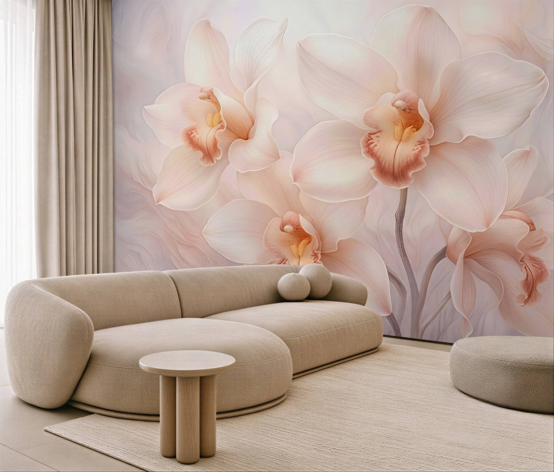 Fototapeta pudrowe orchidee w subtelnej elegancji