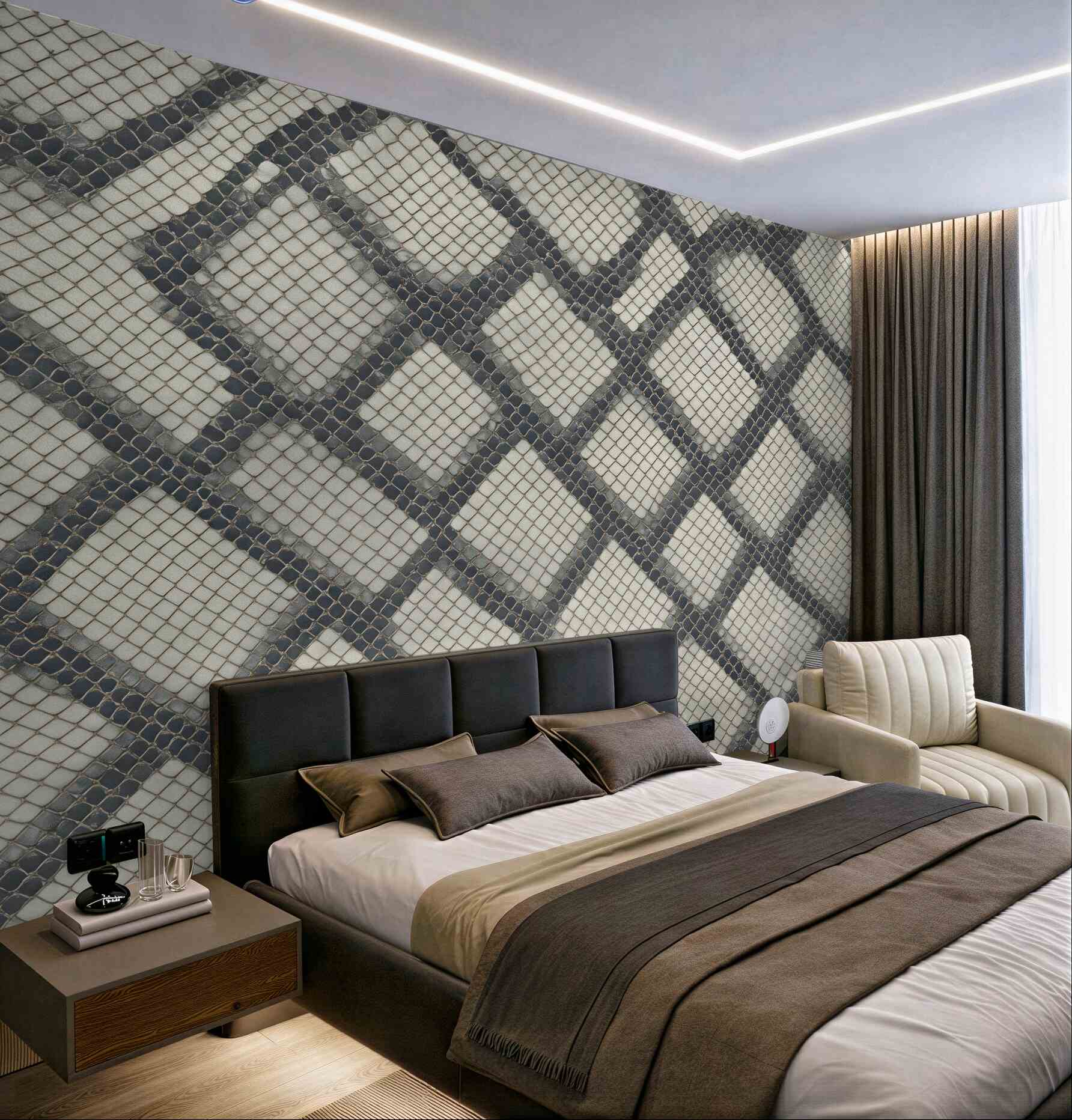 Fototapeta geometryczna siatka w stylu wężowej skóry