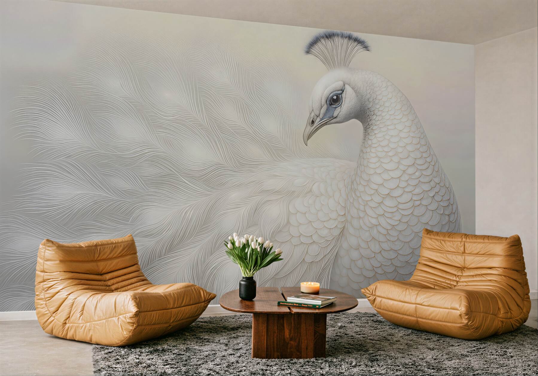 Fototapeta biały paw w eterycznej elegancji