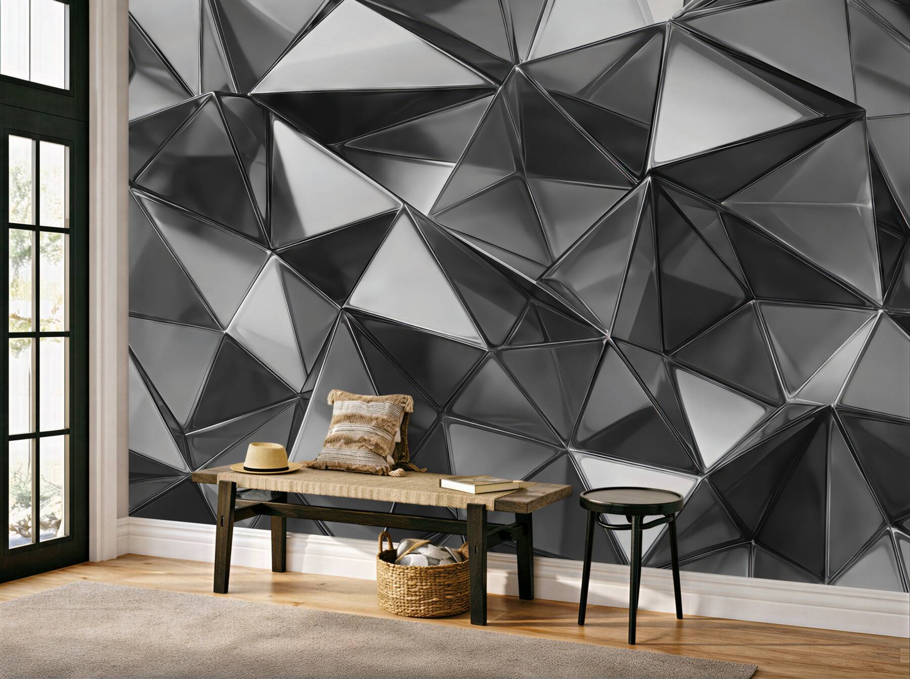 Fototapeta srebrna geometryczna mozaika 3d