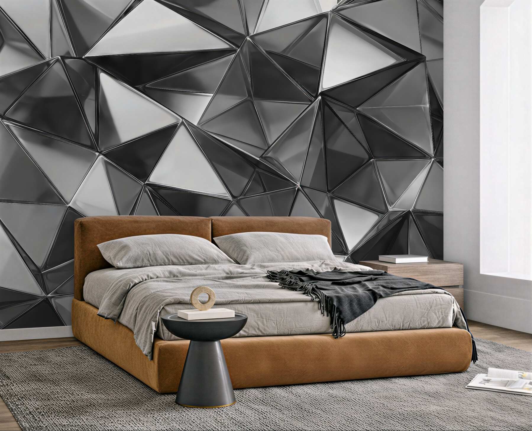 Fototapeta srebrna geometryczna mozaika 3d