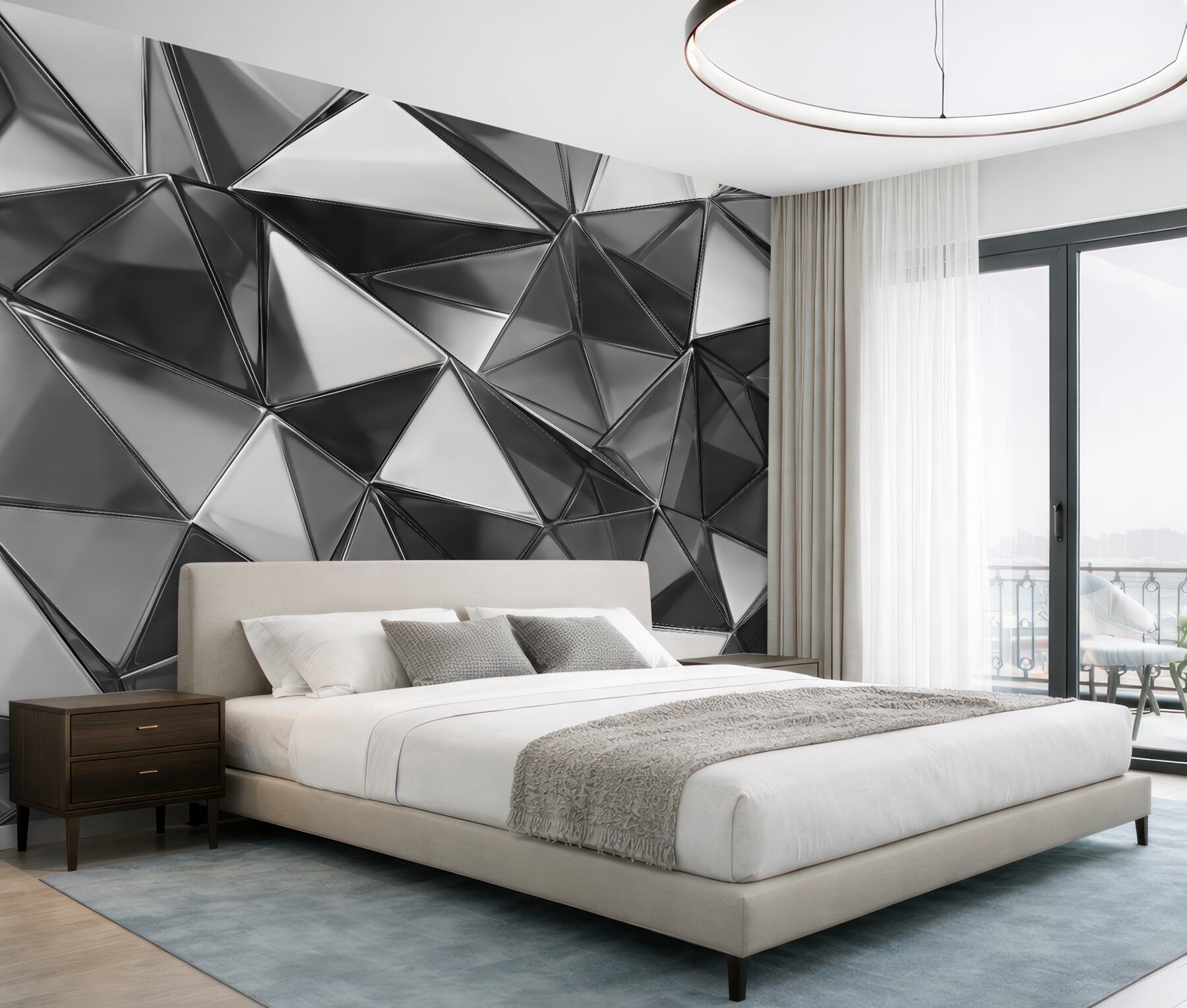 Fototapeta srebrna geometryczna mozaika 3d