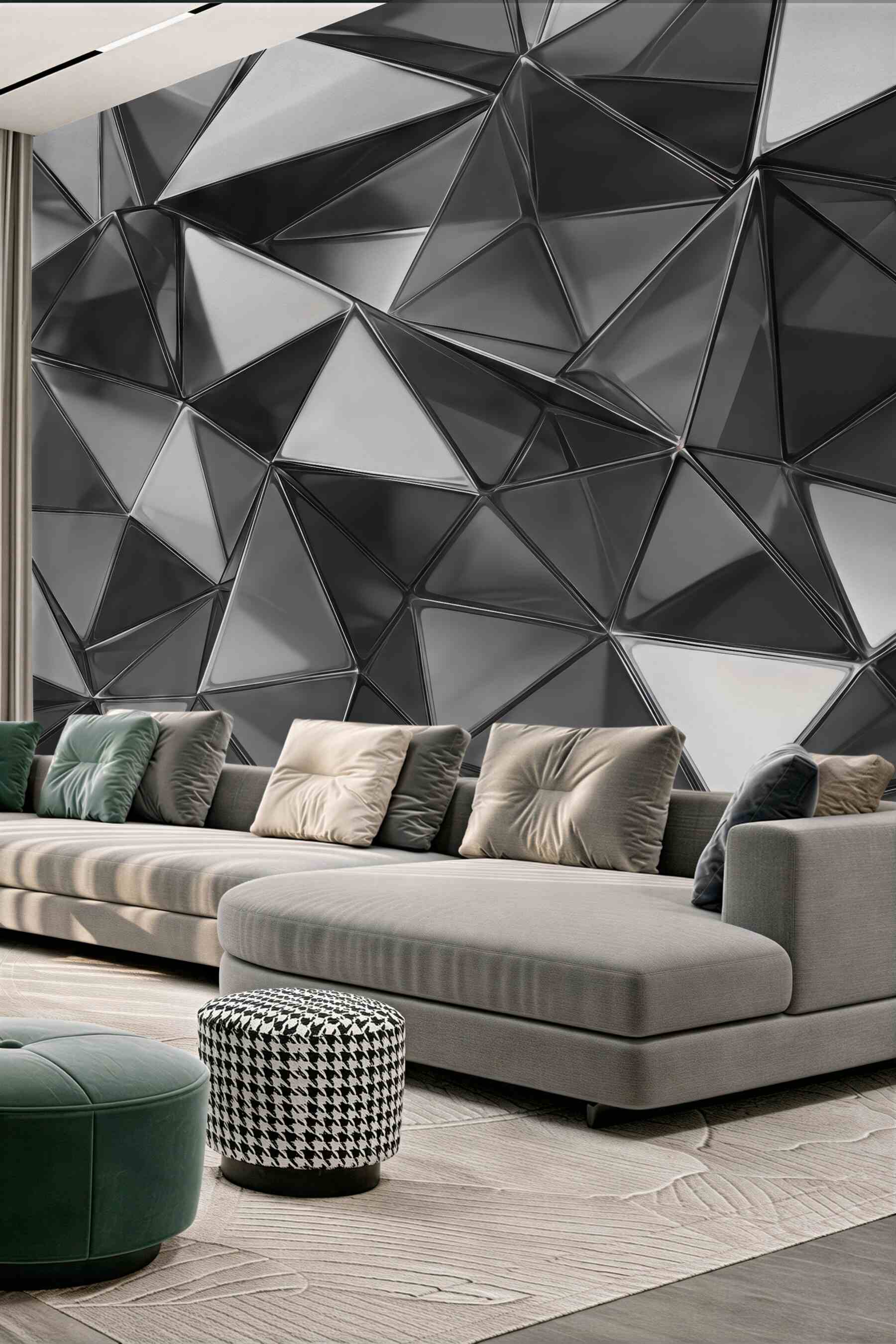 Fototapeta srebrna geometryczna mozaika 3d