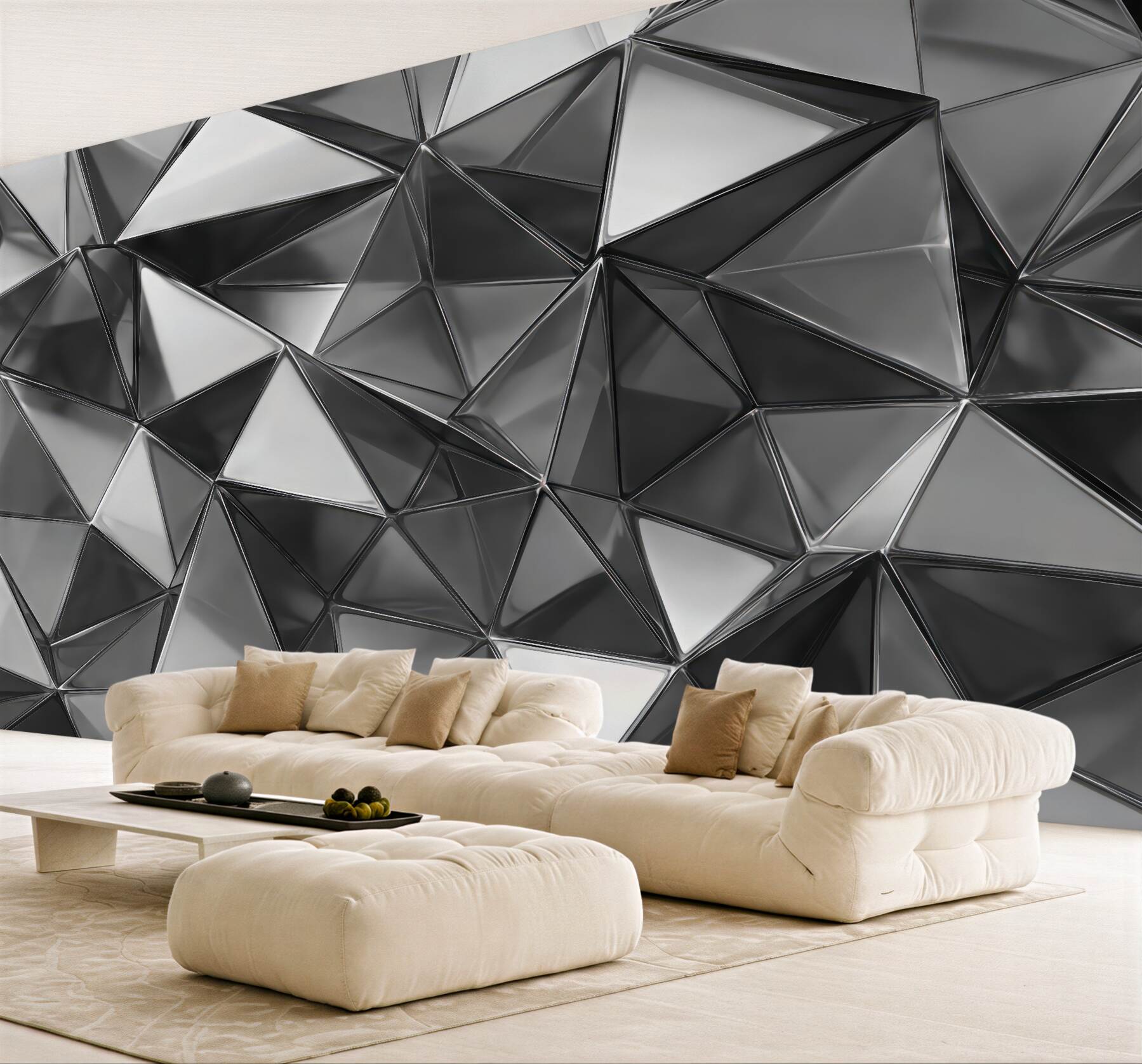 Fototapeta srebrna geometryczna mozaika 3d