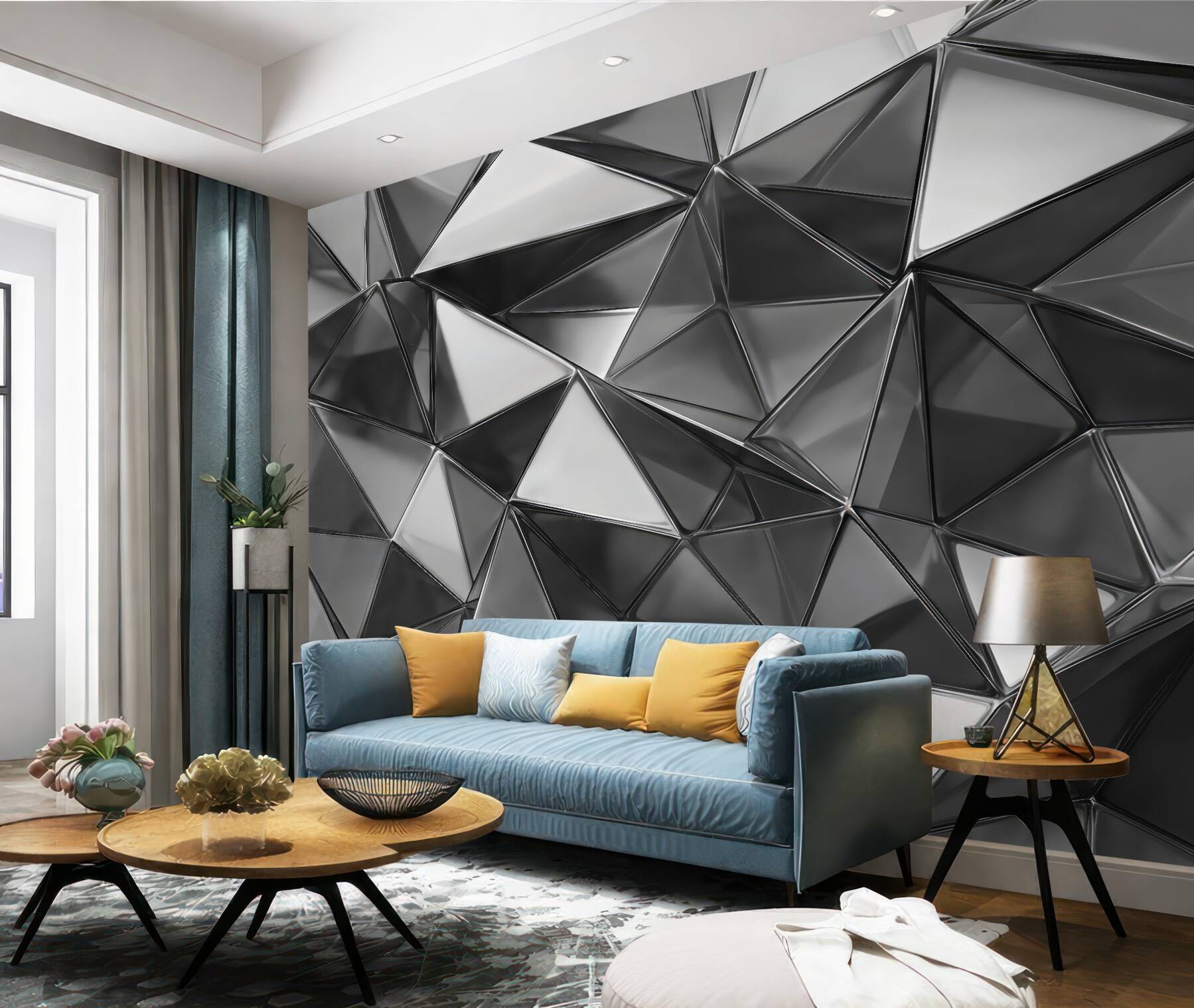 Fototapeta srebrna geometryczna mozaika 3d