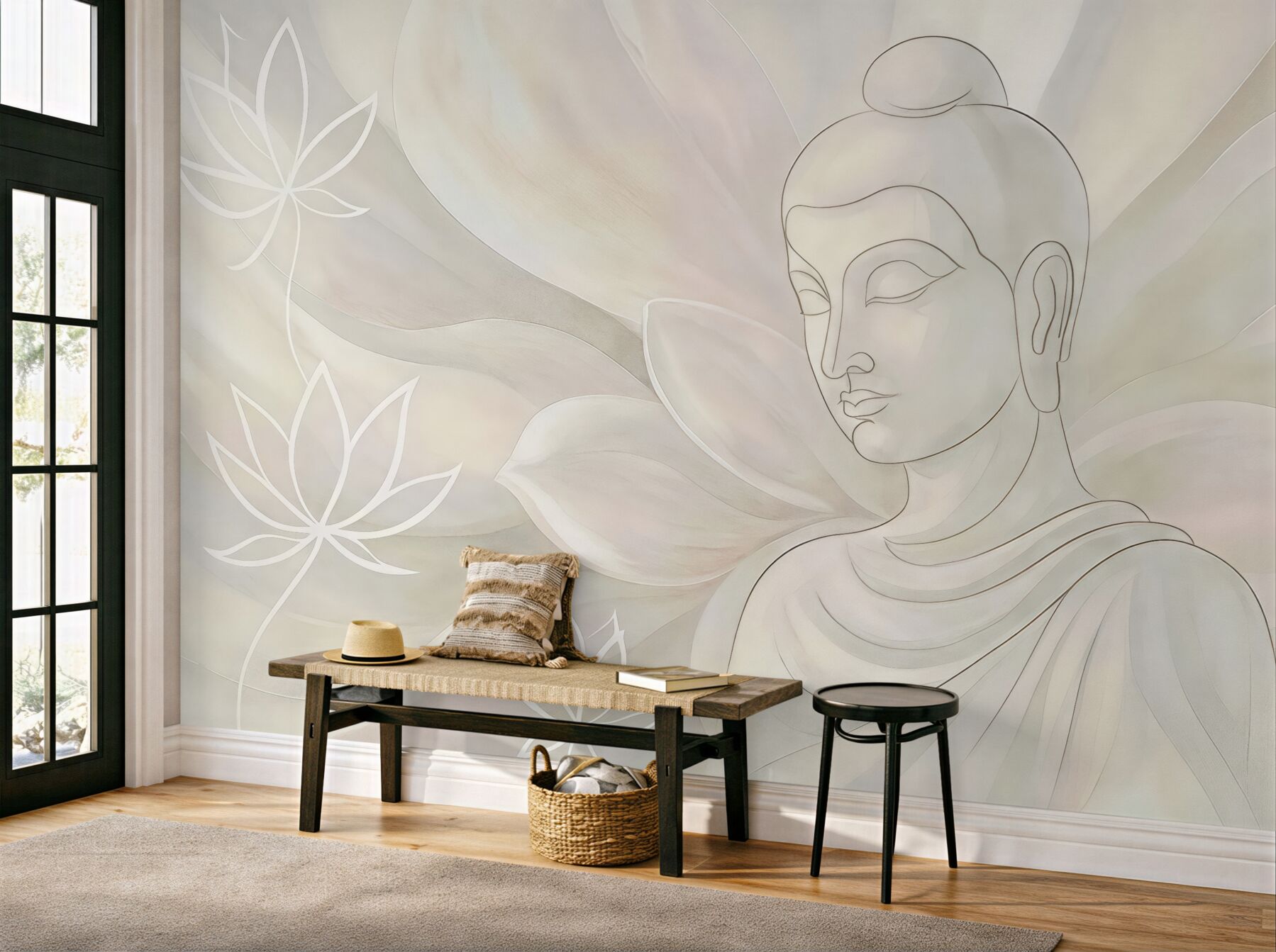 Fototapeta pastelowy budda z lotosami