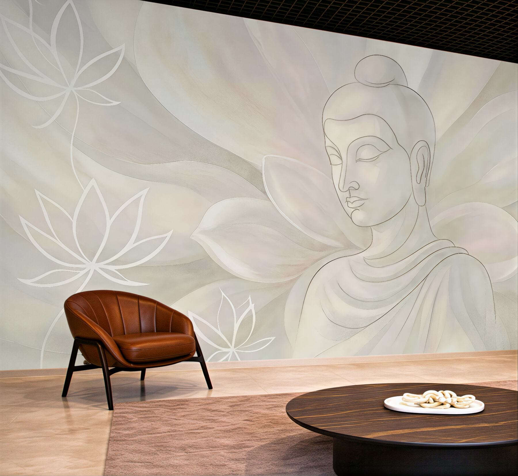 Fototapeta pastelowy budda z lotosami