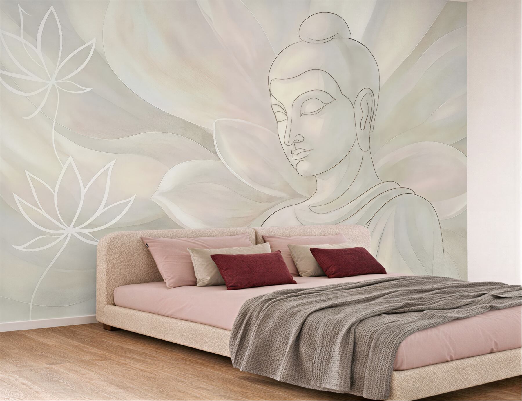 Fototapeta pastelowy budda z lotosami