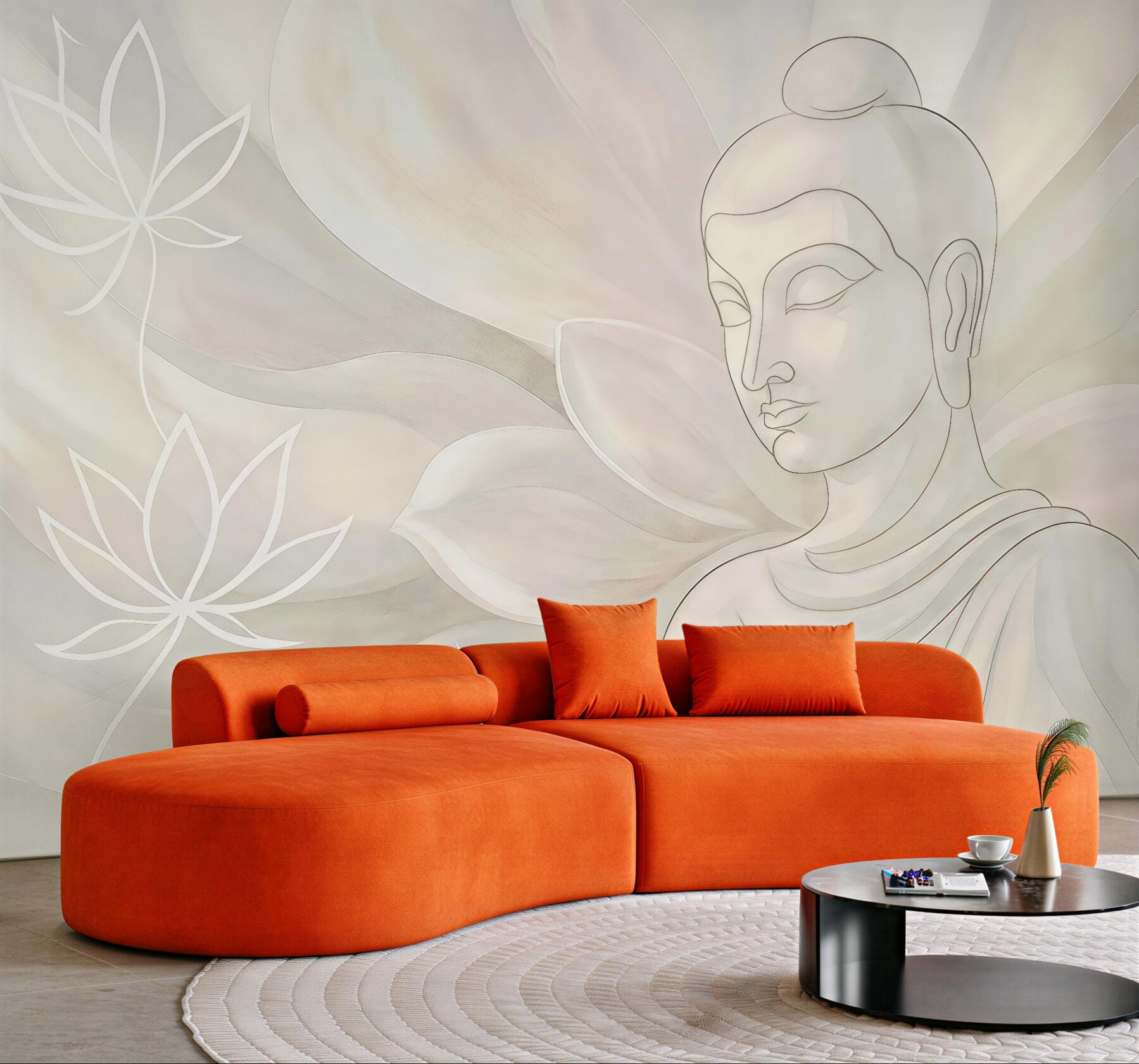 Fototapeta pastelowy budda z lotosami