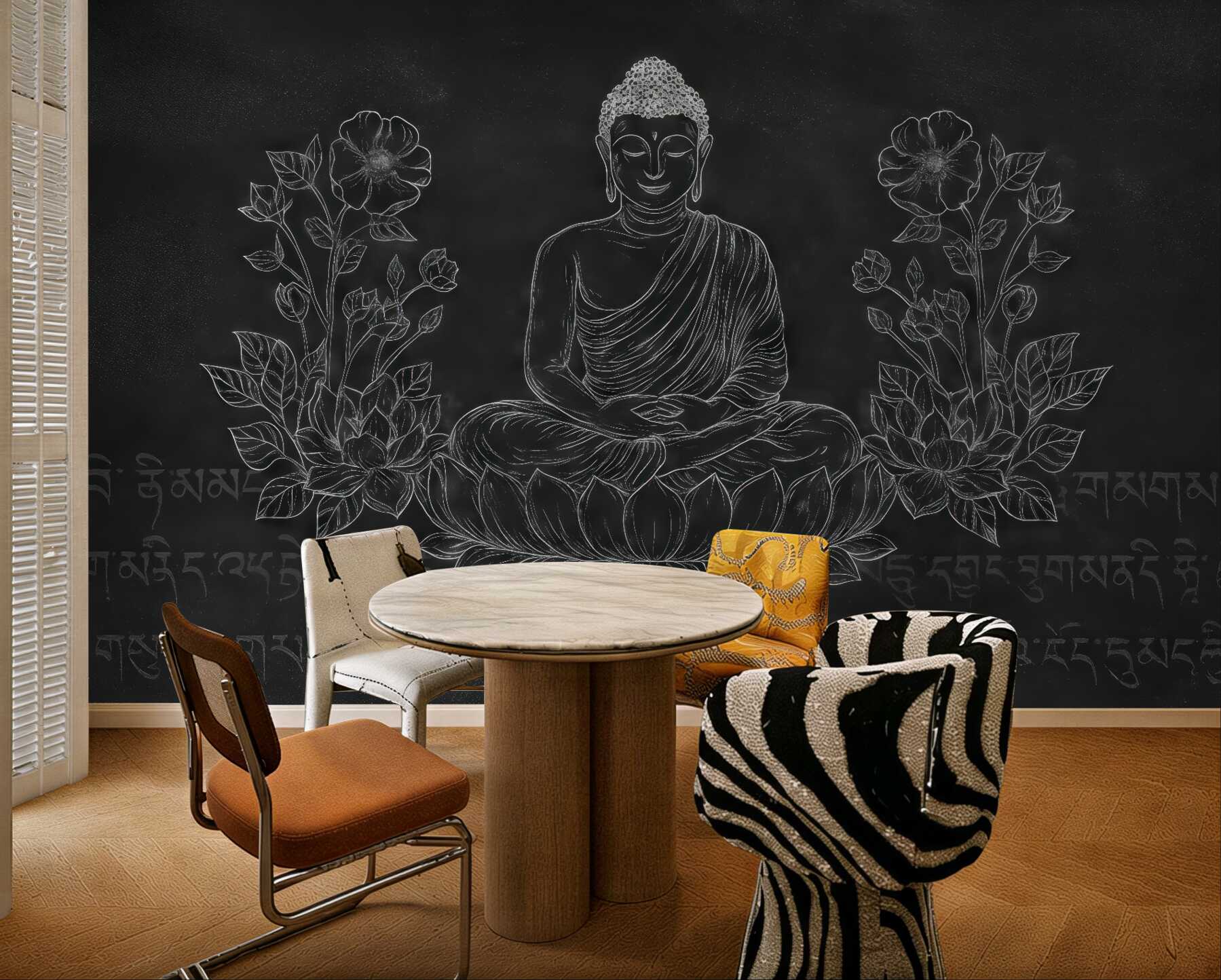 Fototapeta ciemny budda na lotosie