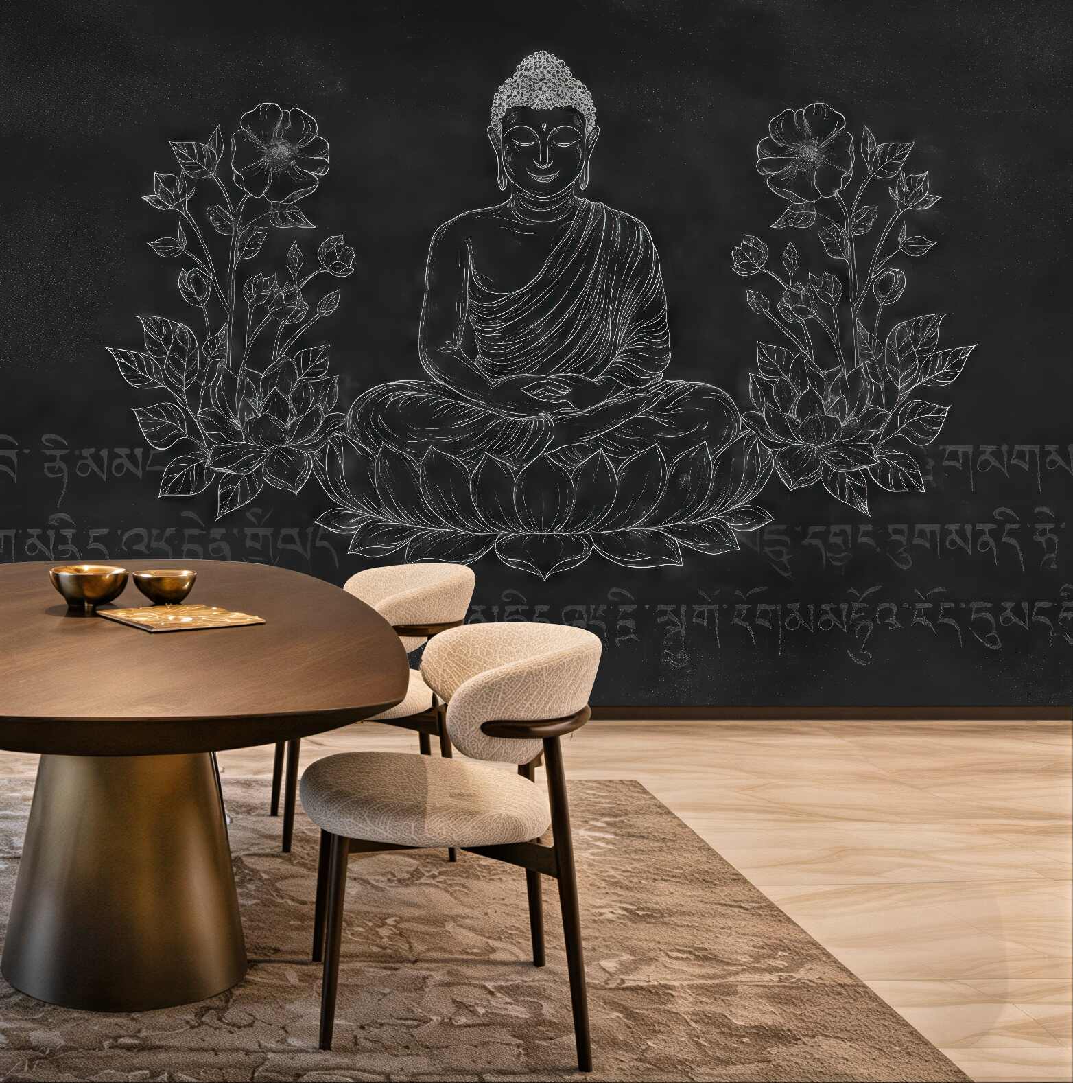 Fototapeta ciemny budda na lotosie
