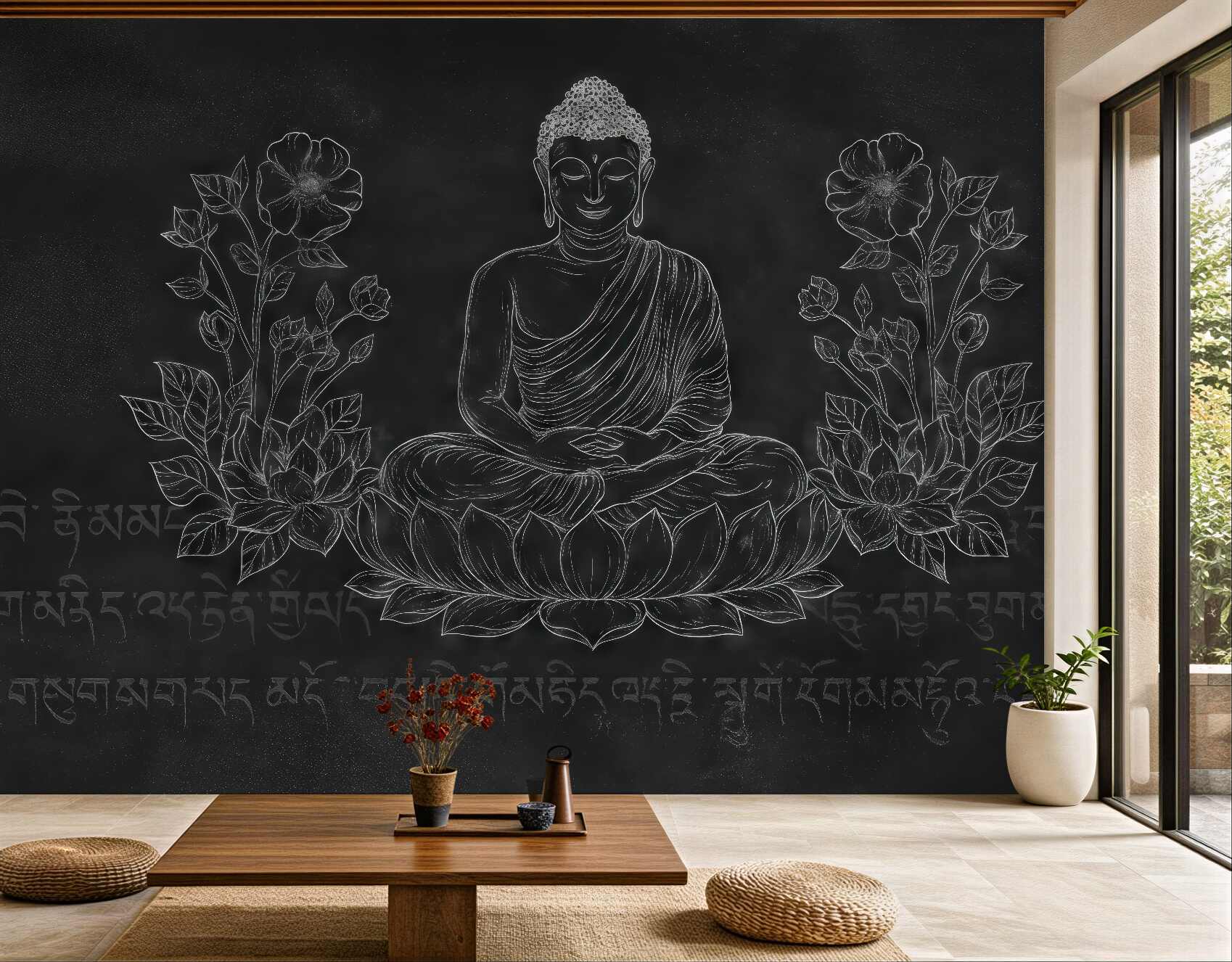 Fototapeta ciemny budda na lotosie