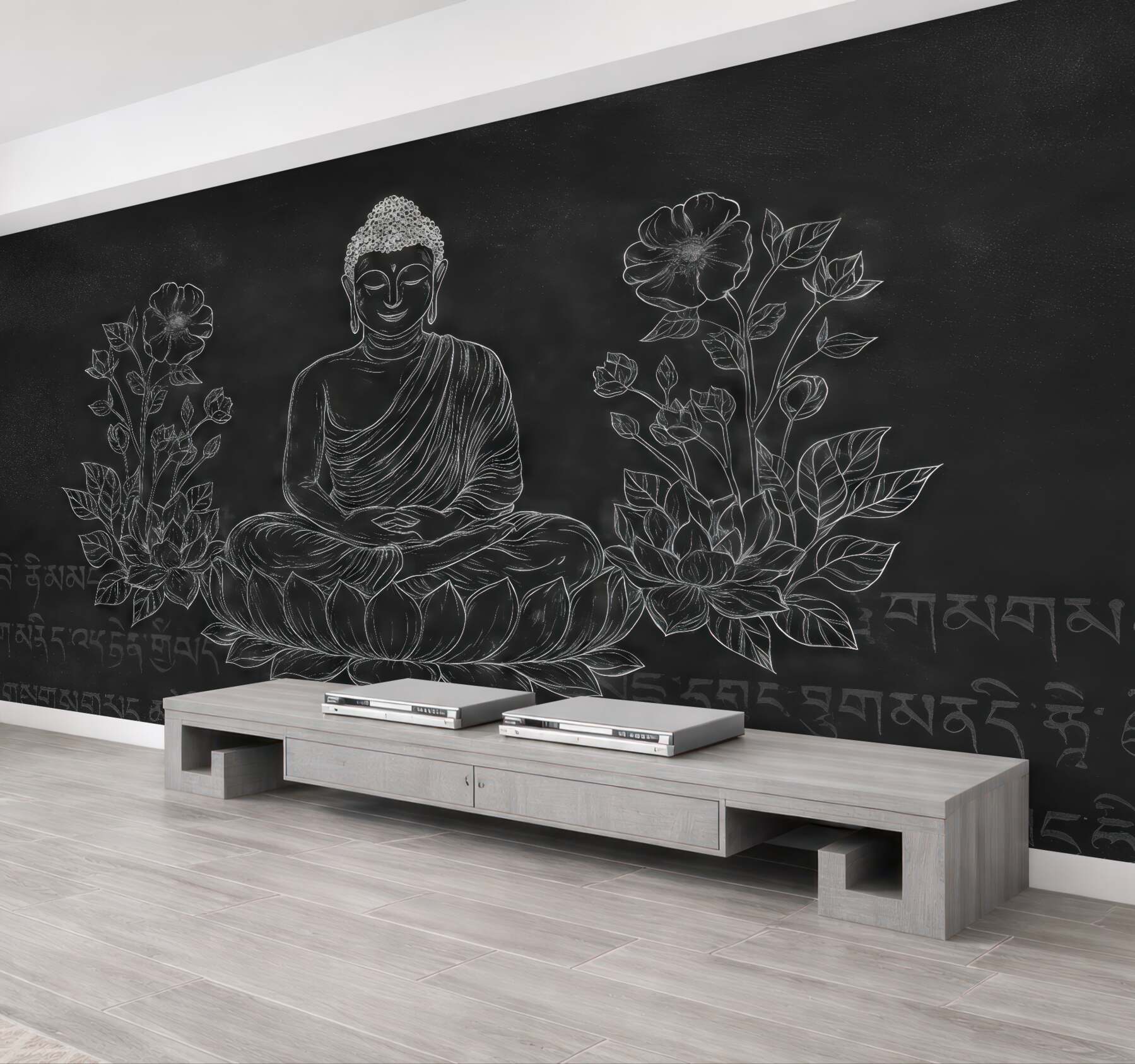 Fototapeta ciemny budda na lotosie