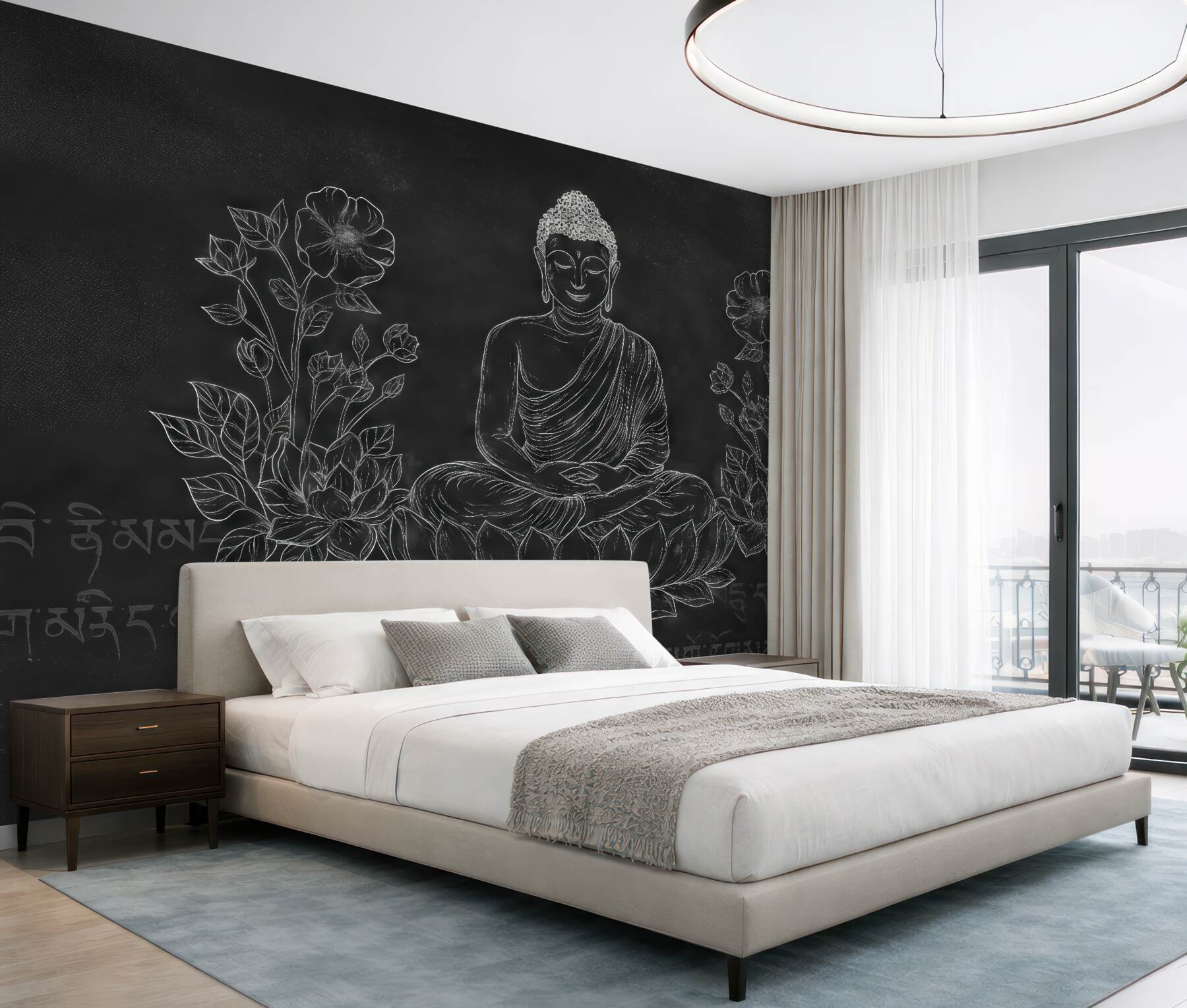 Fototapeta ciemny budda na lotosie