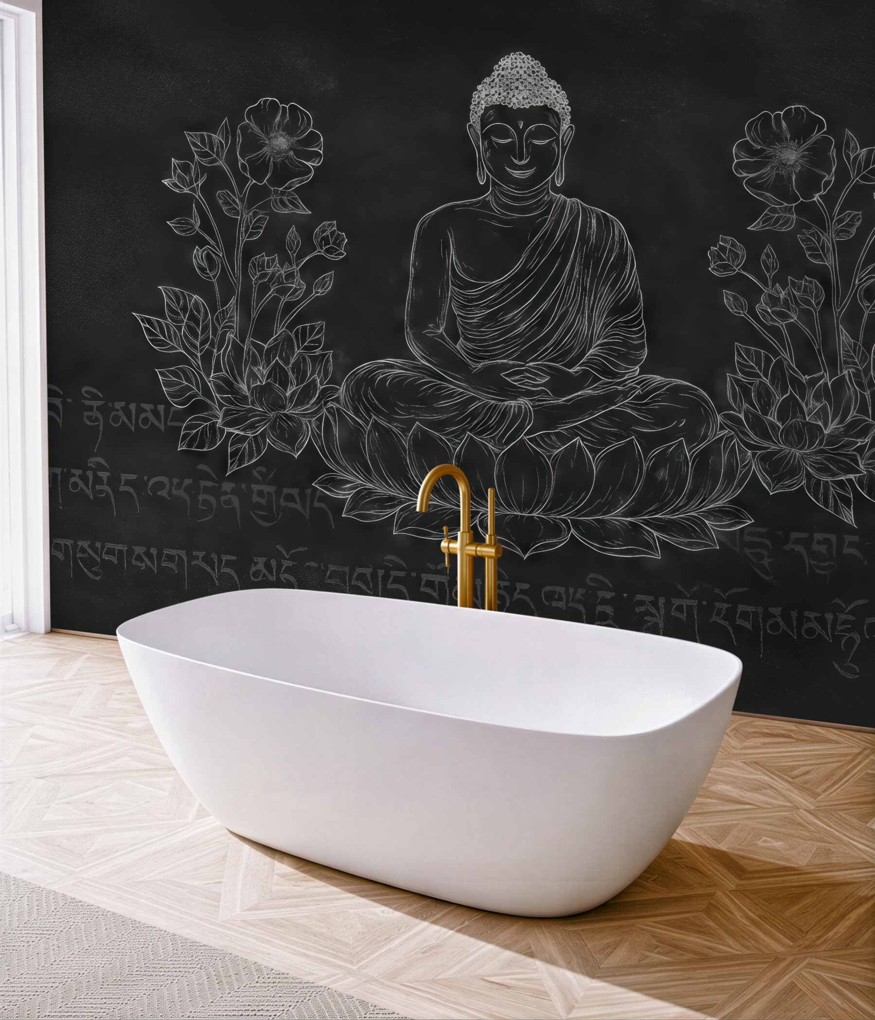 Fototapeta ciemny budda na lotosie