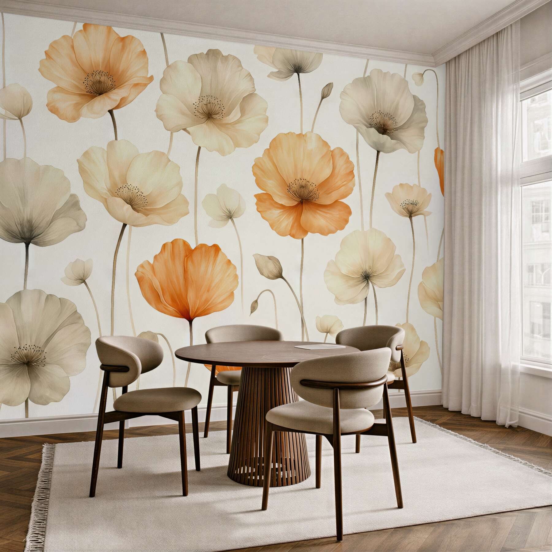 Fototapeta delikatne maki w kremowej harmonii