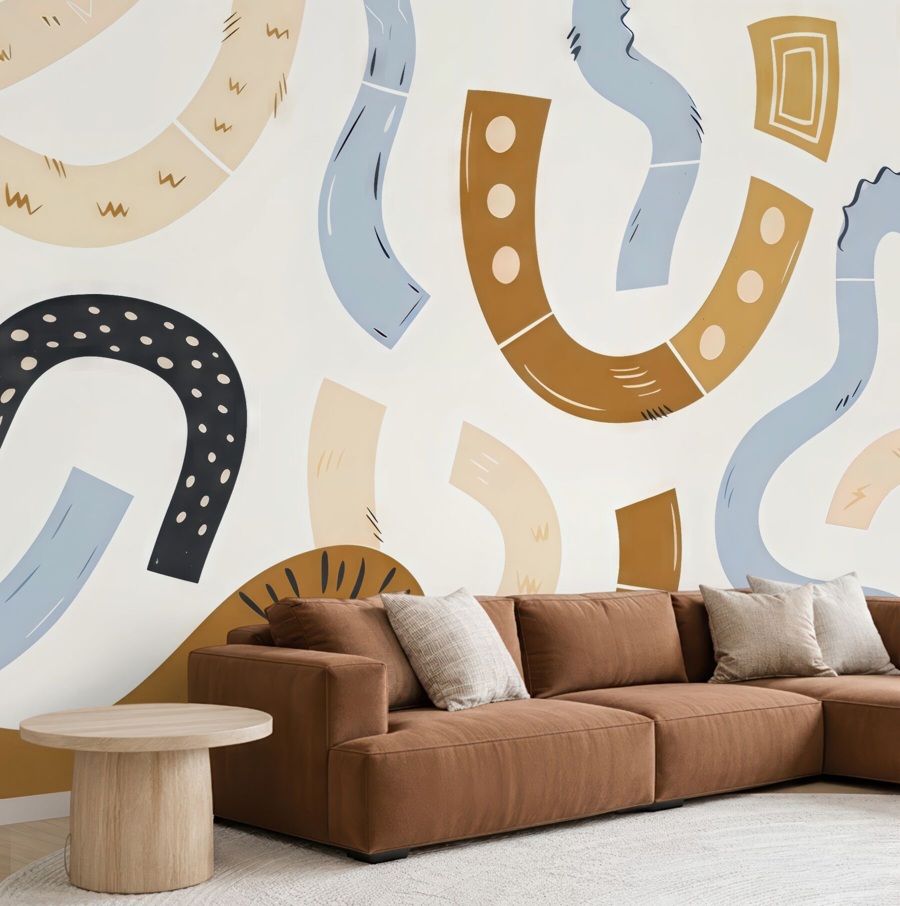 Fototapeta abstrakcyjne faliste linie boho pastelowe
