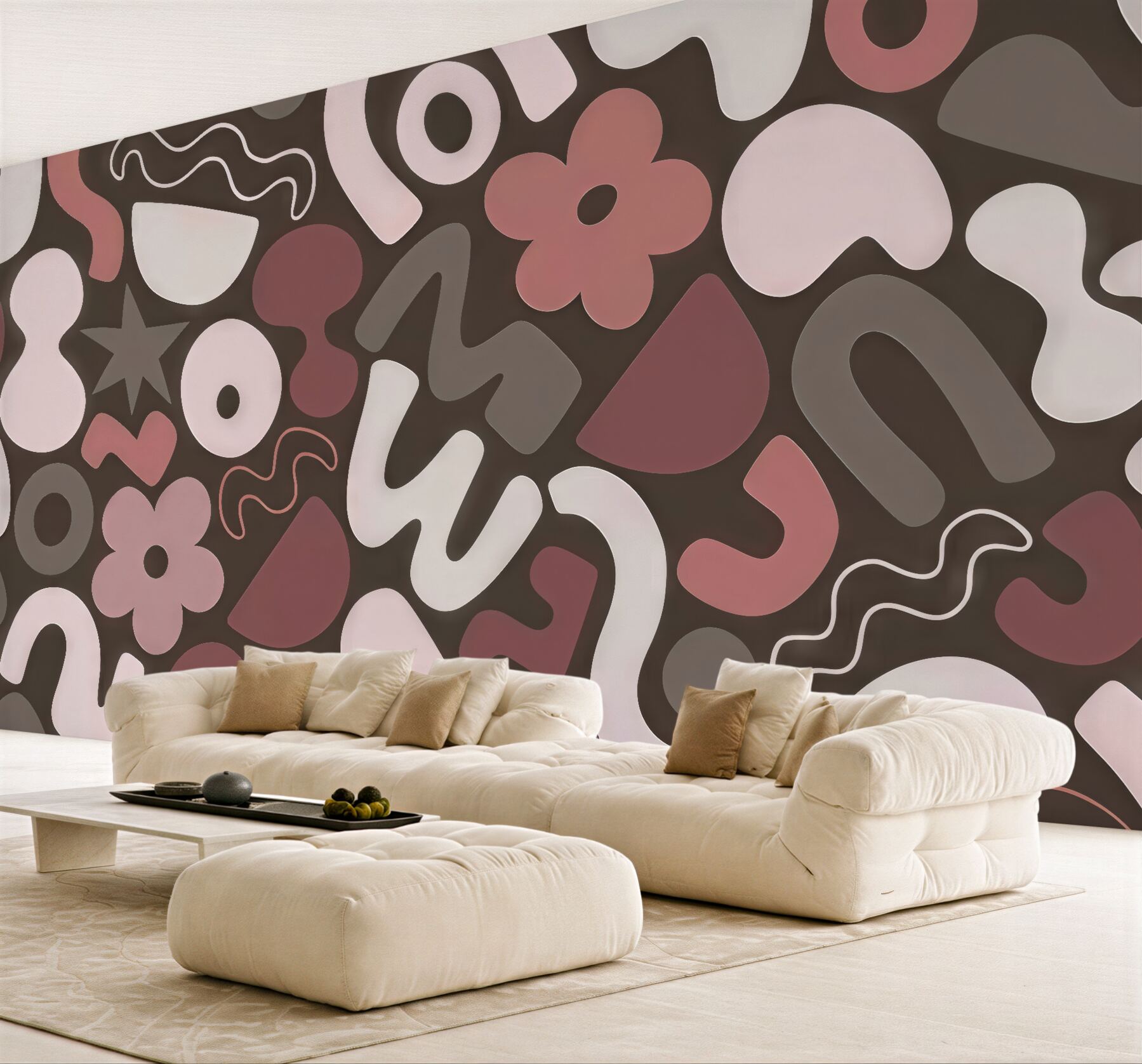 Fototapeta abstrakcyjne kształty w pudrowym różu