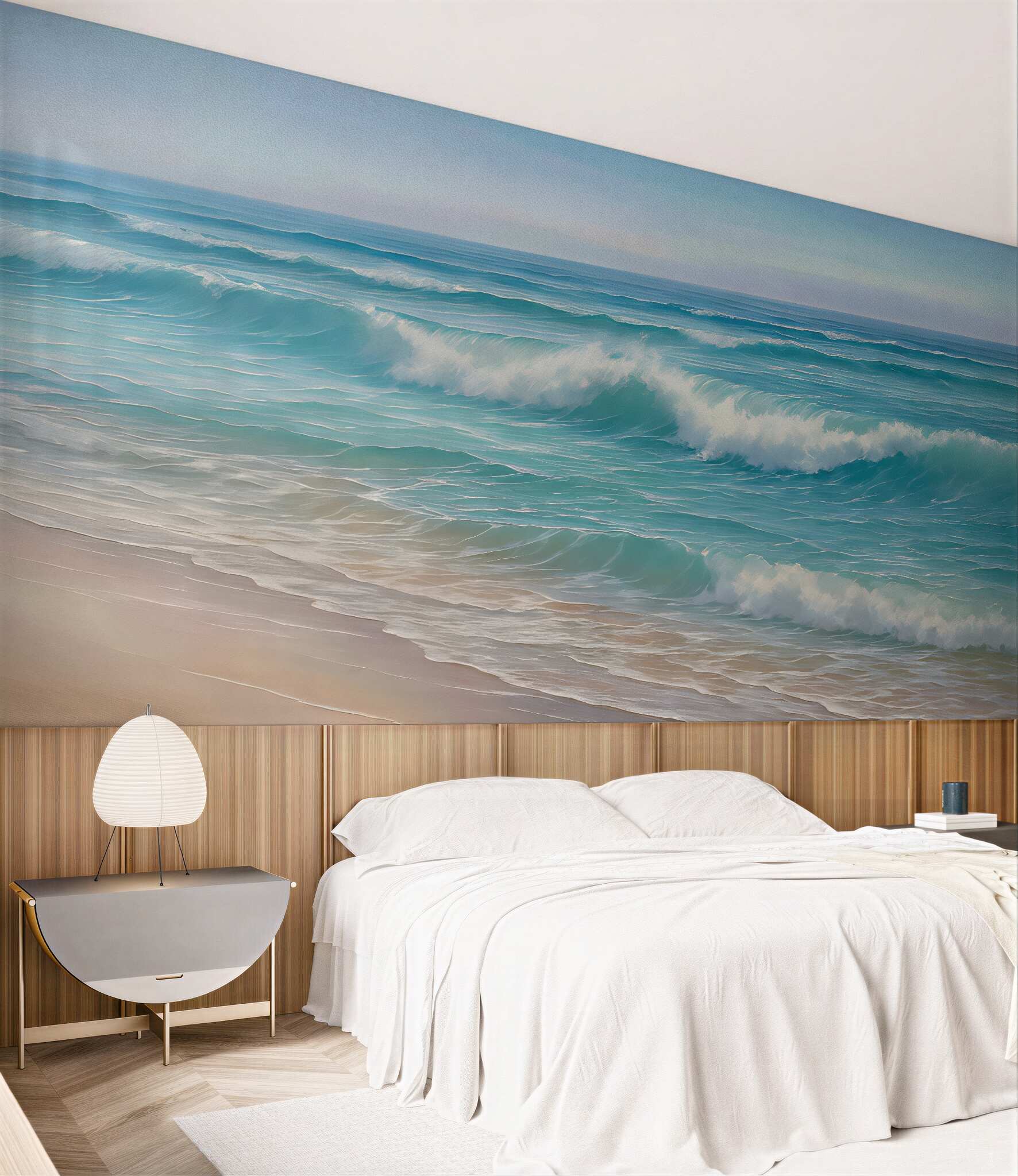 Fototapeta turkusowe fale na spokojnej plaży