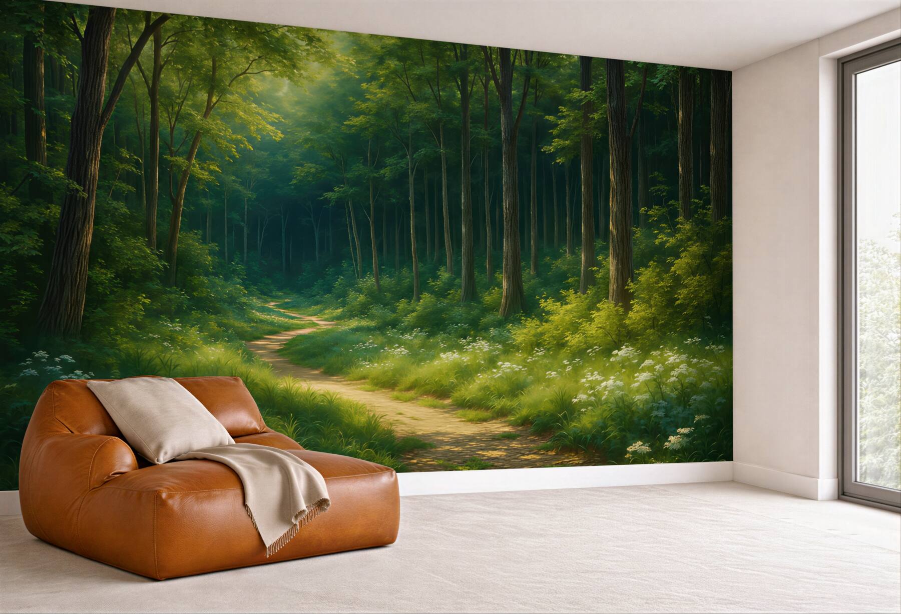 Fototapeta leśna ścieżka w promieniach słońca