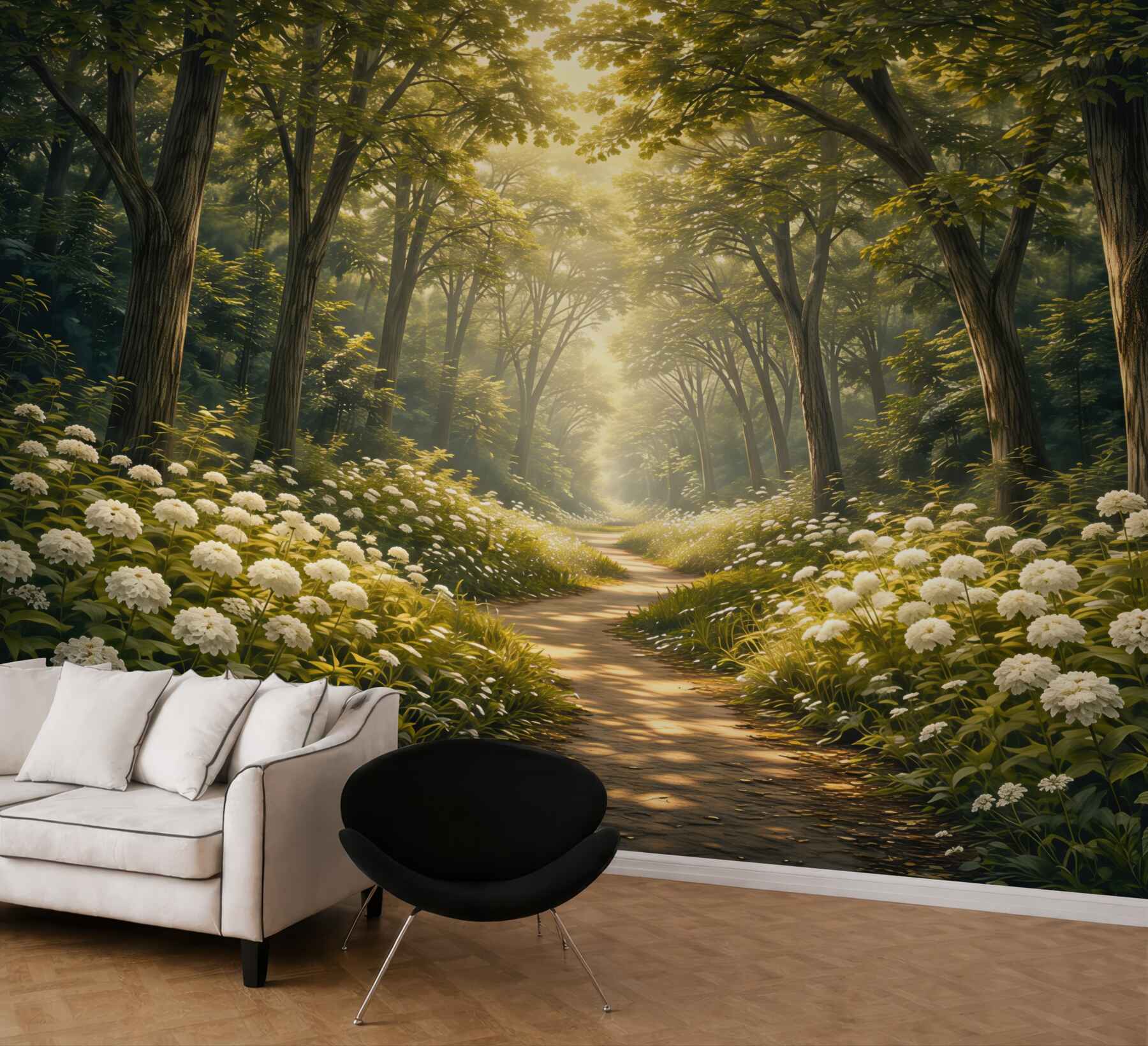 Fototapeta leśna ścieżka w porannym blasku