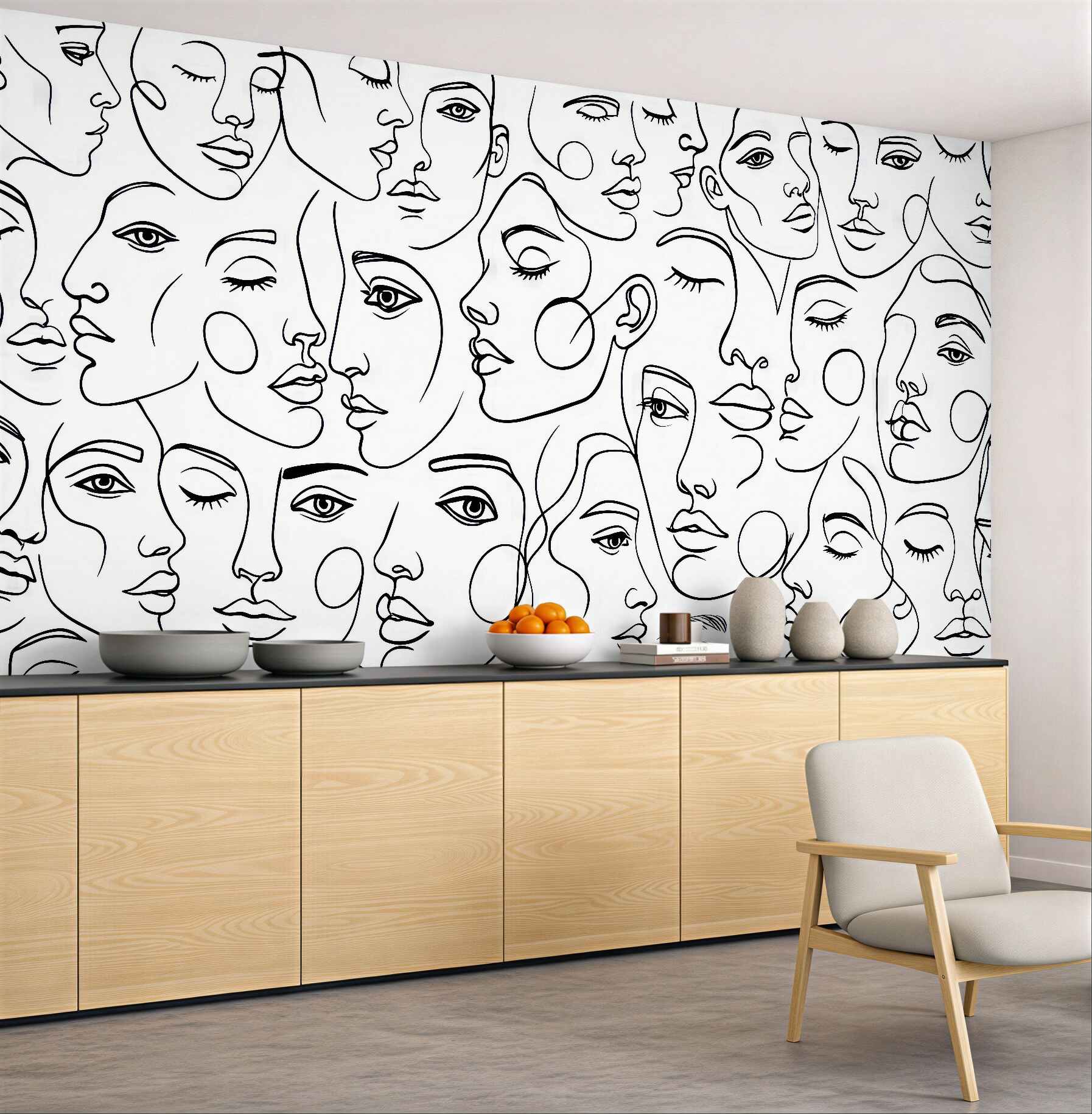 Fototapeta abstrakcyjne twarze w minimalistycznym stylu