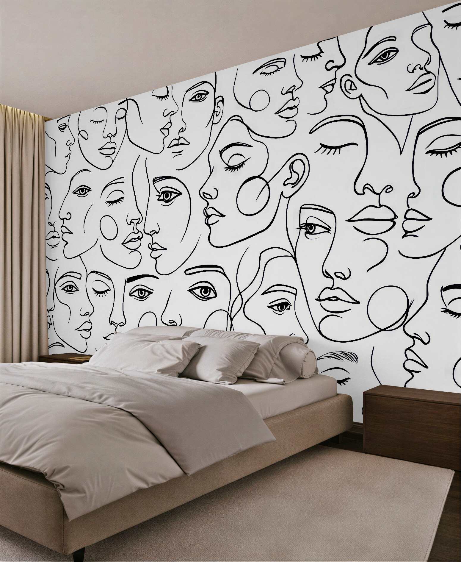 Fototapeta abstrakcyjne twarze w minimalistycznym stylu