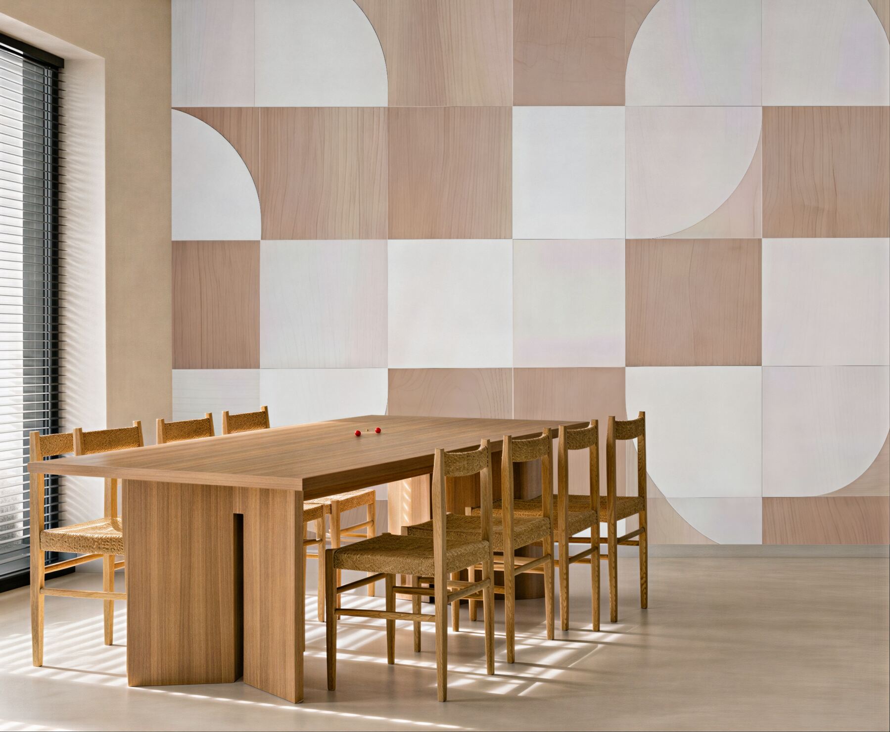 Fototapeta geometryczna harmonia drewna i bieli
