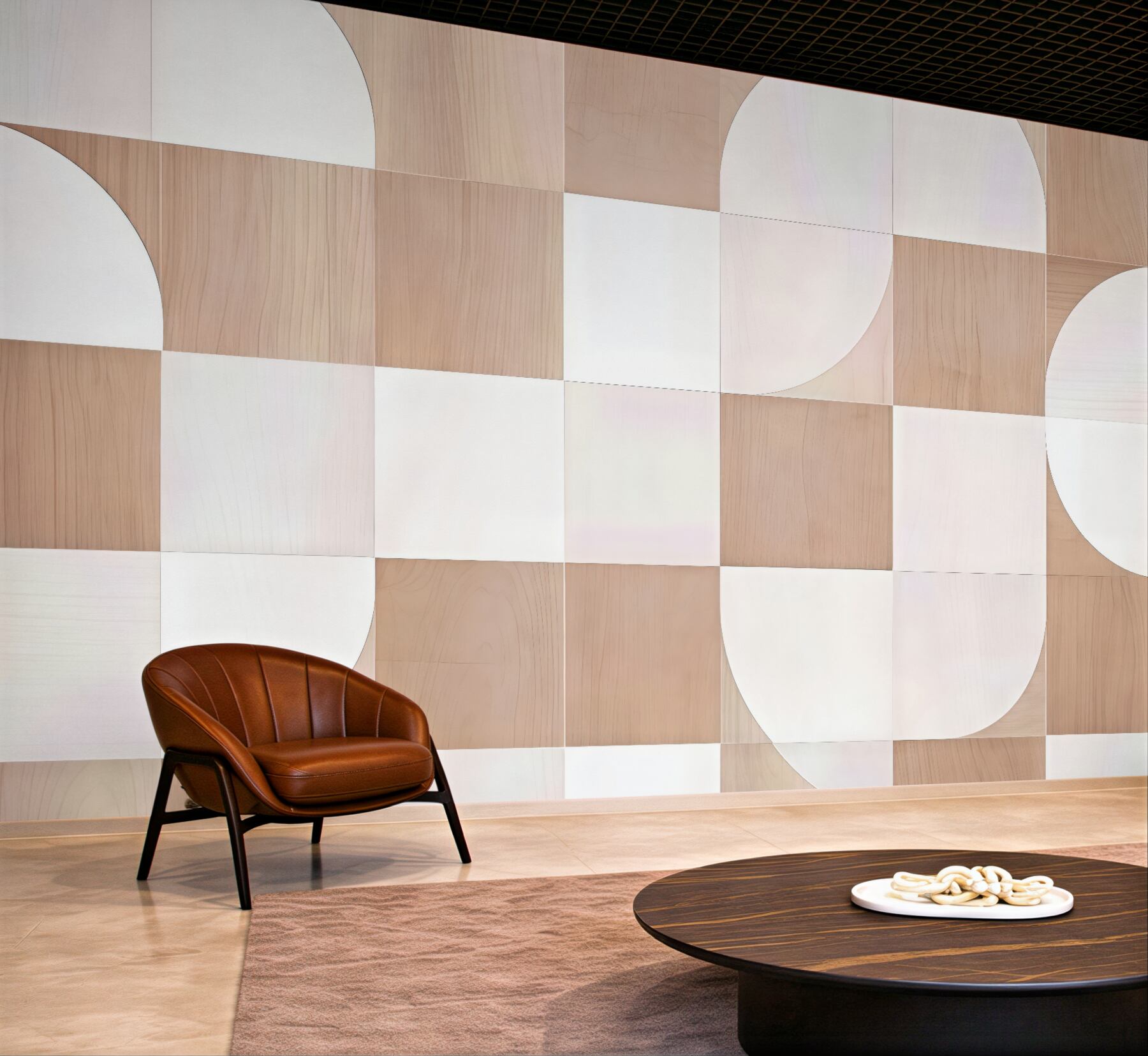 Fototapeta geometryczna harmonia drewna i bieli