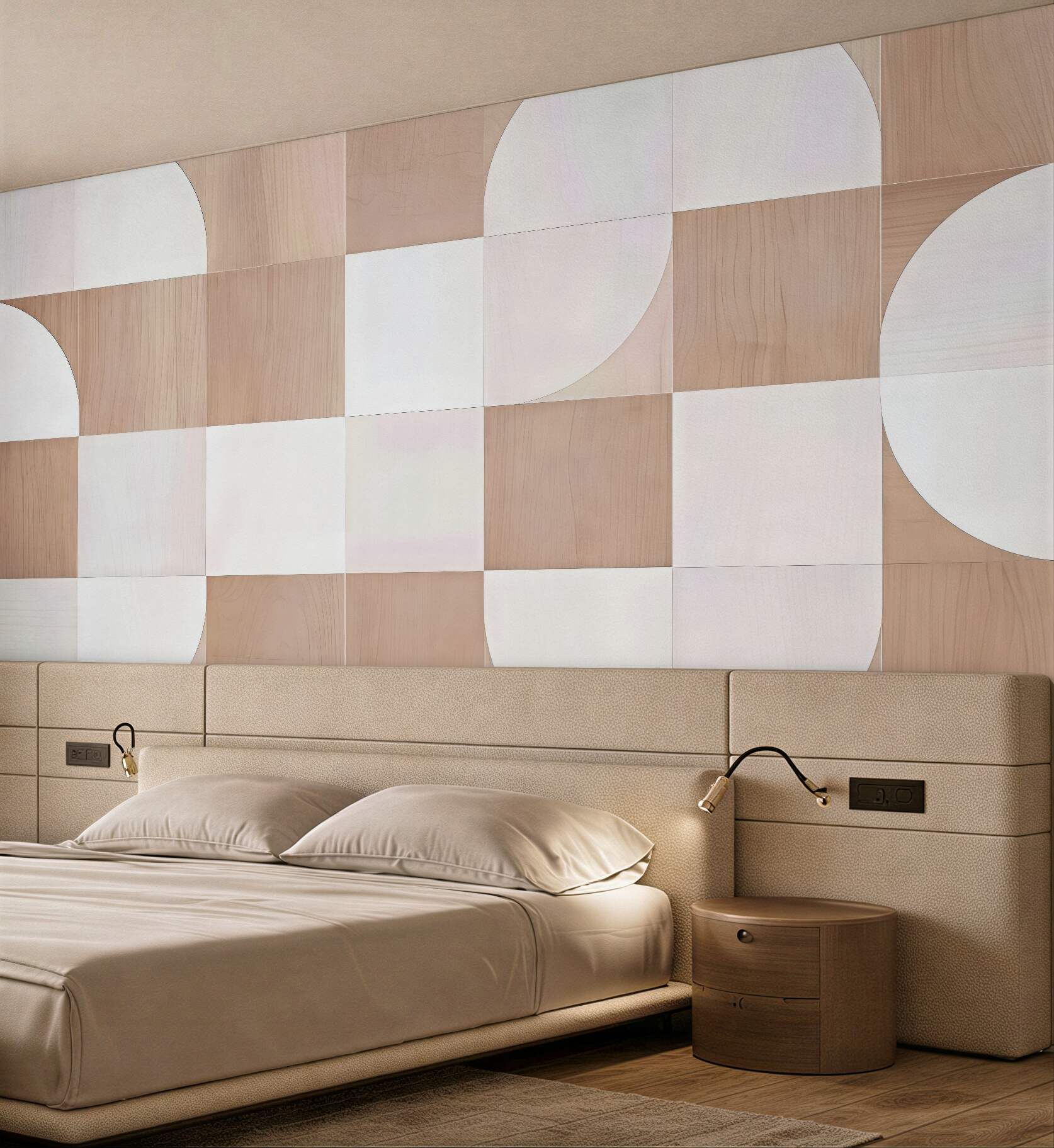 Fototapeta geometryczna harmonia drewna i bieli