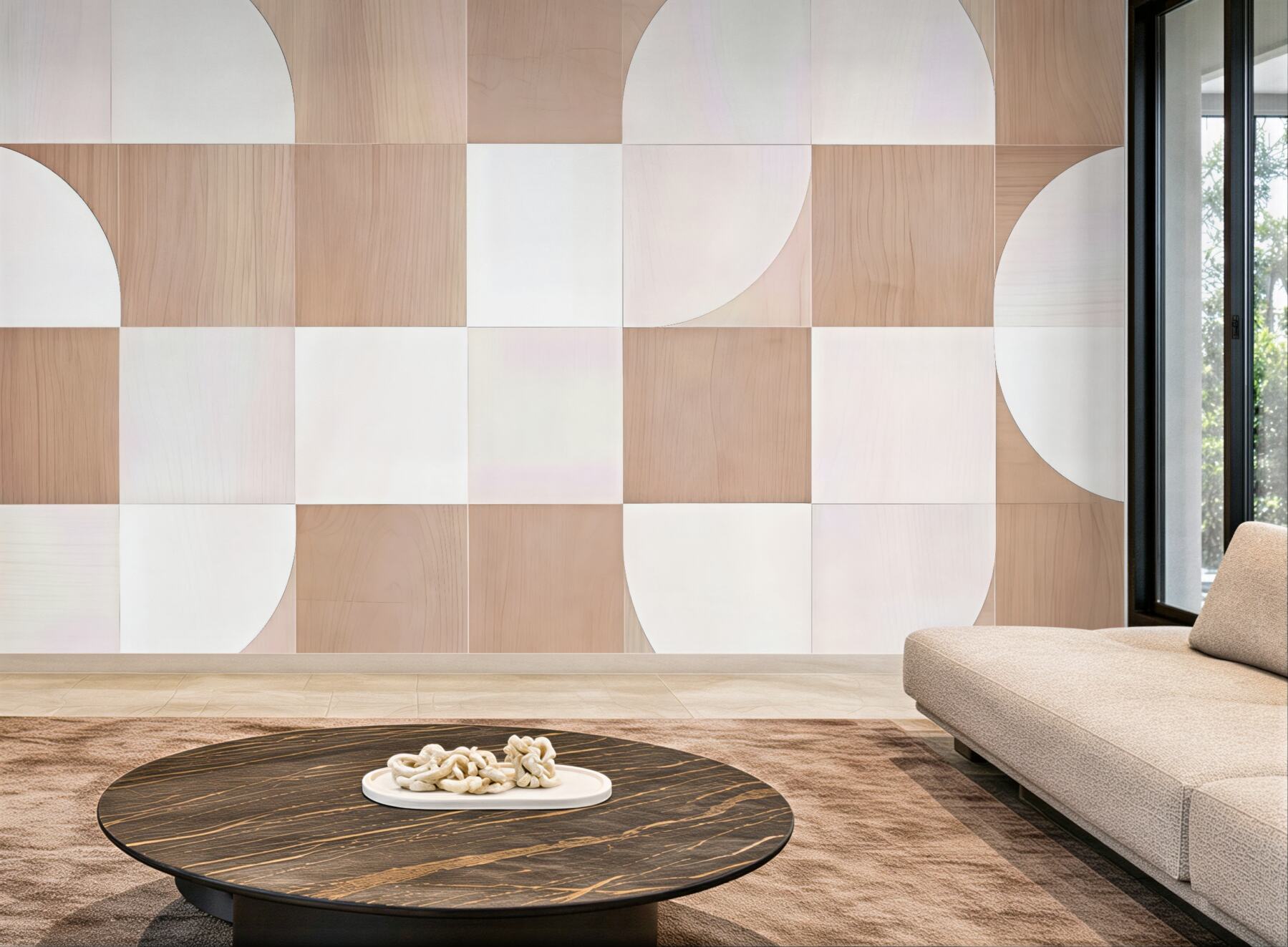 Fototapeta geometryczna harmonia drewna i bieli
