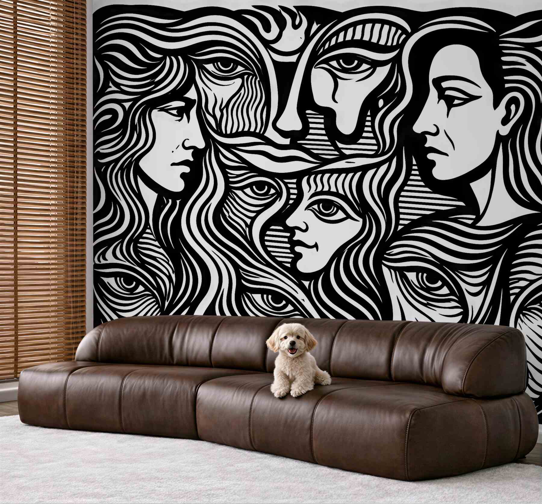Fototapeta kobiece twarze w graficznej czerni i bieli
