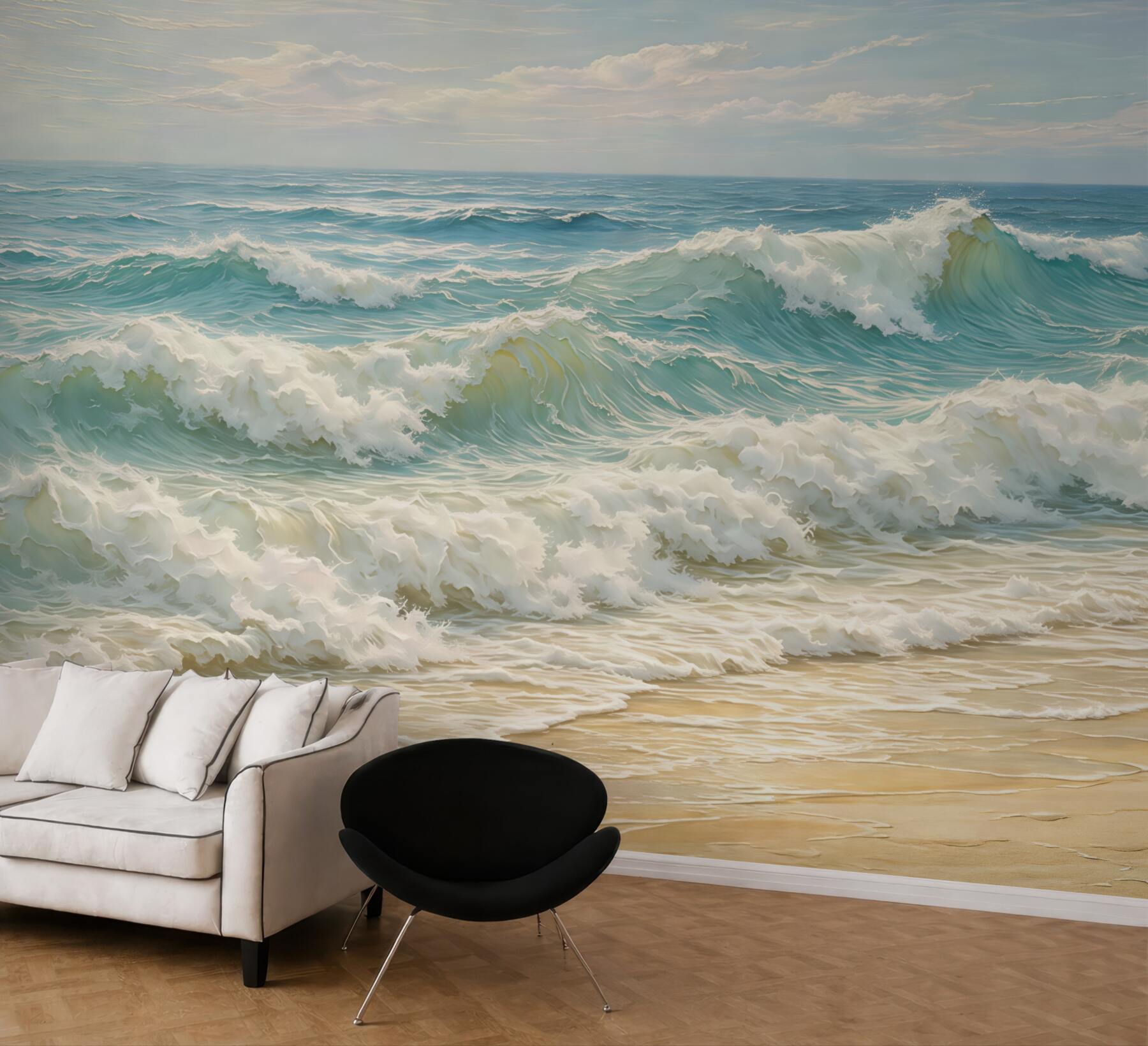 Fototapeta morskie fale na słonecznej plaży