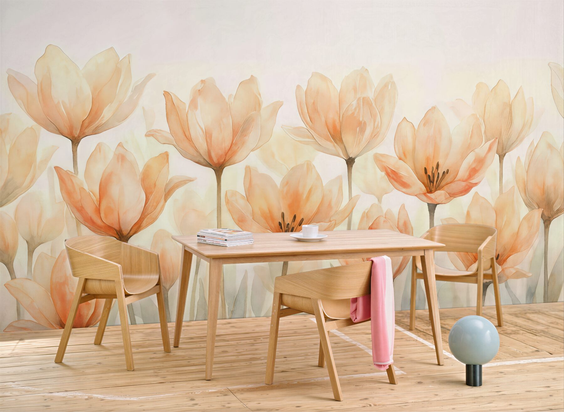 Fototapeta delikatne magnolie w pastelowej akwareli