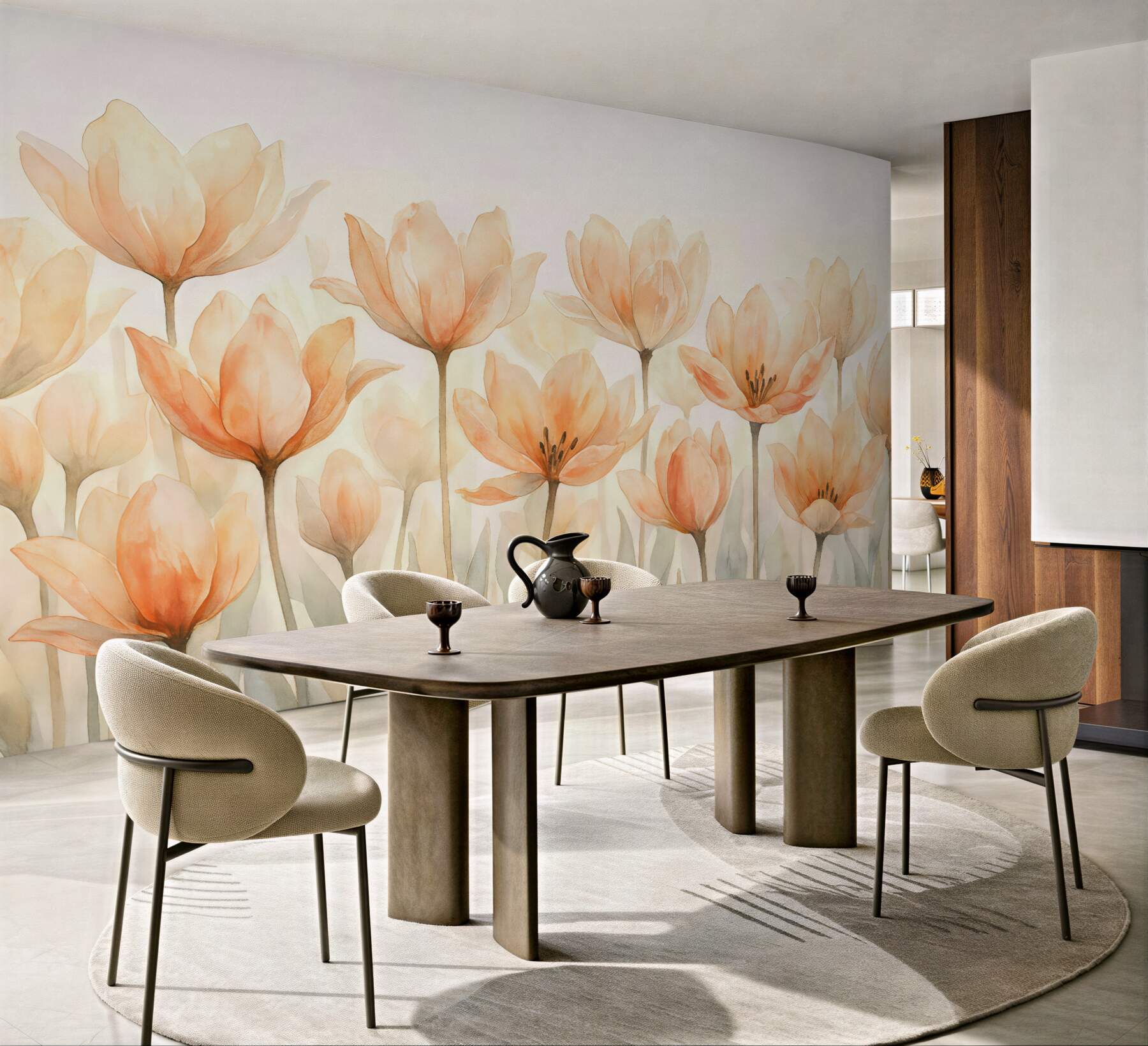 Fototapeta delikatne magnolie w pastelowej akwareli