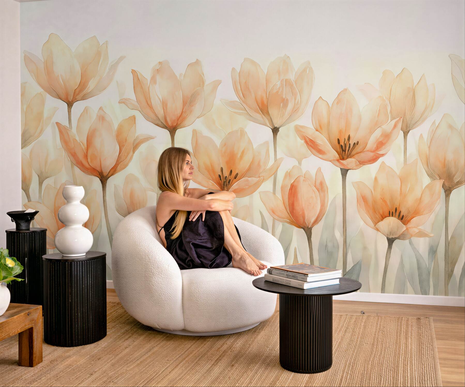 Fototapeta delikatne magnolie w pastelowej akwareli