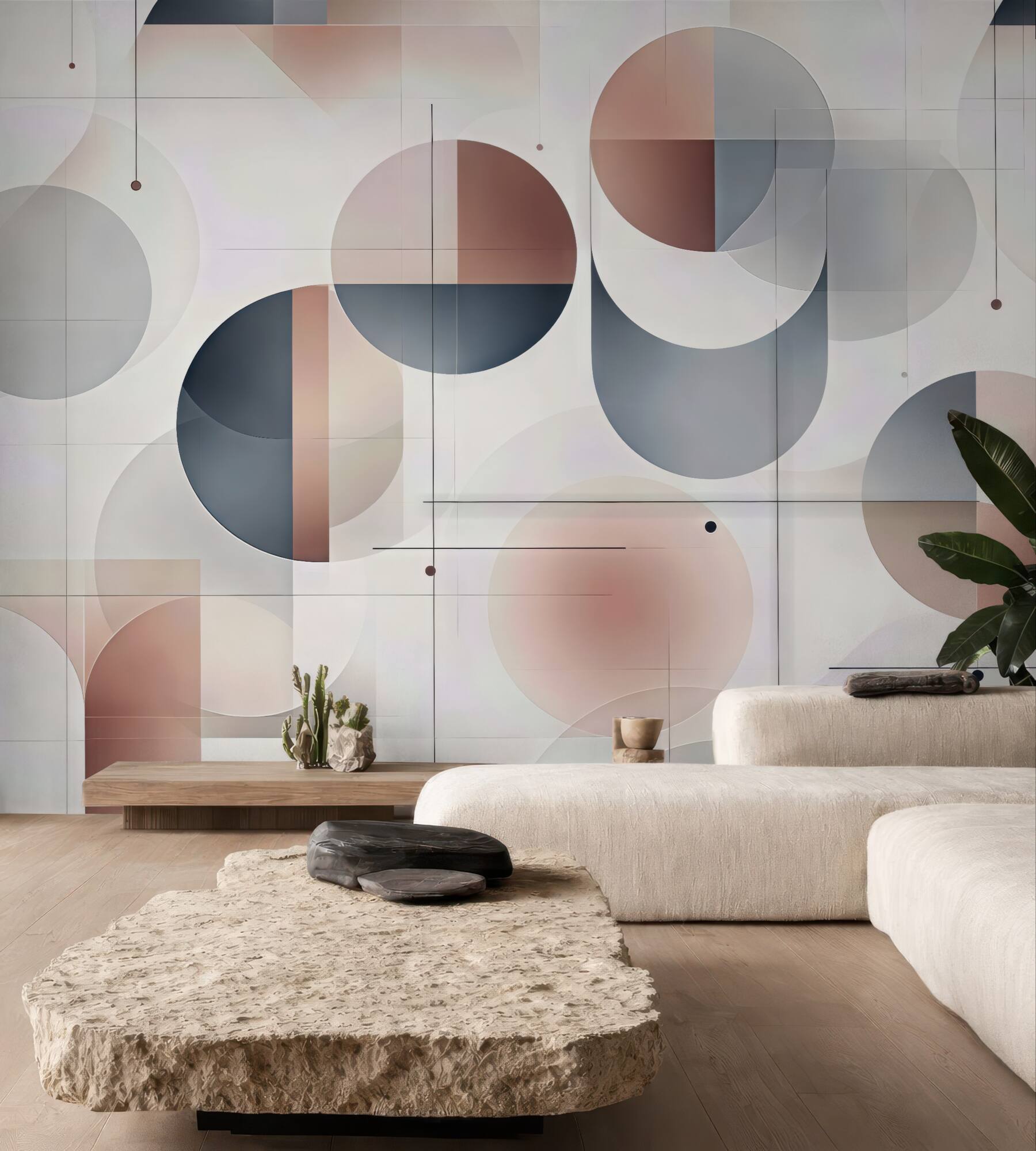 Fototapeta pastelowa geometria w kręgach