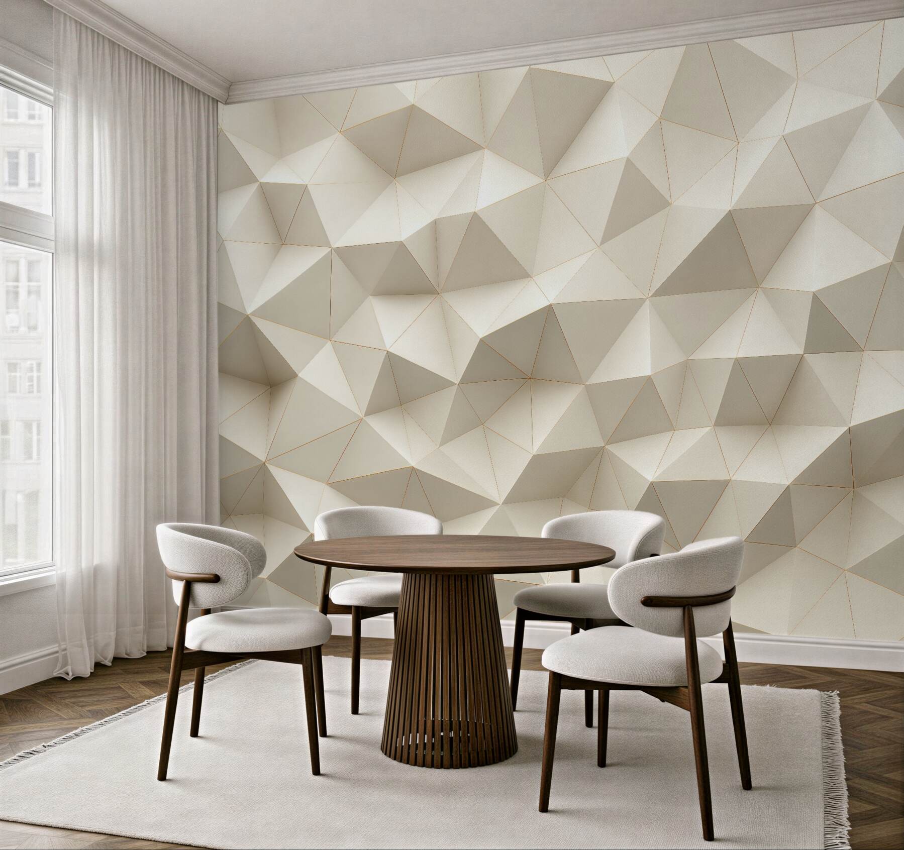 Fototapeta geometryczna mozaika 3d w wanilii