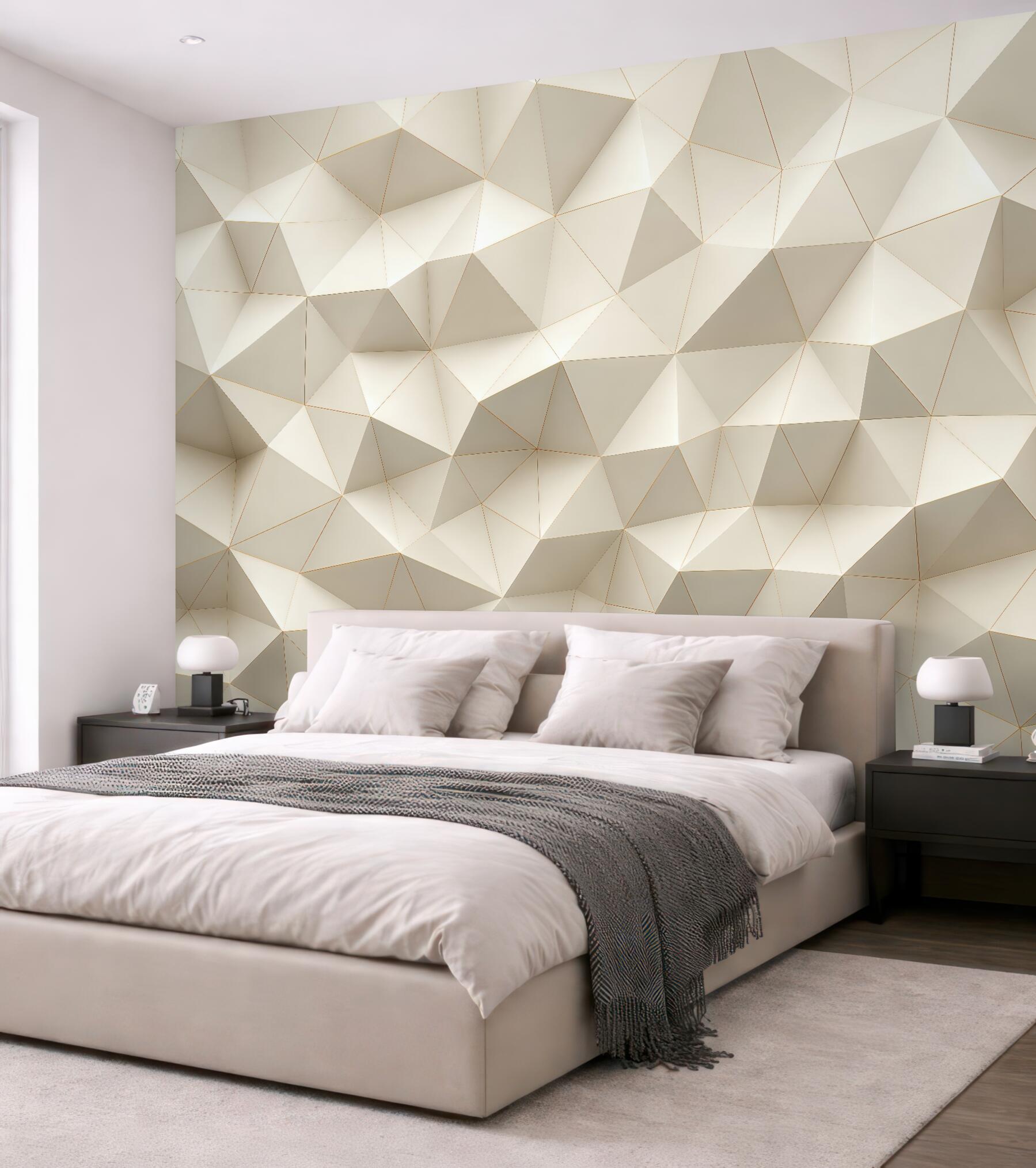 Fototapeta geometryczna mozaika 3d w wanilii