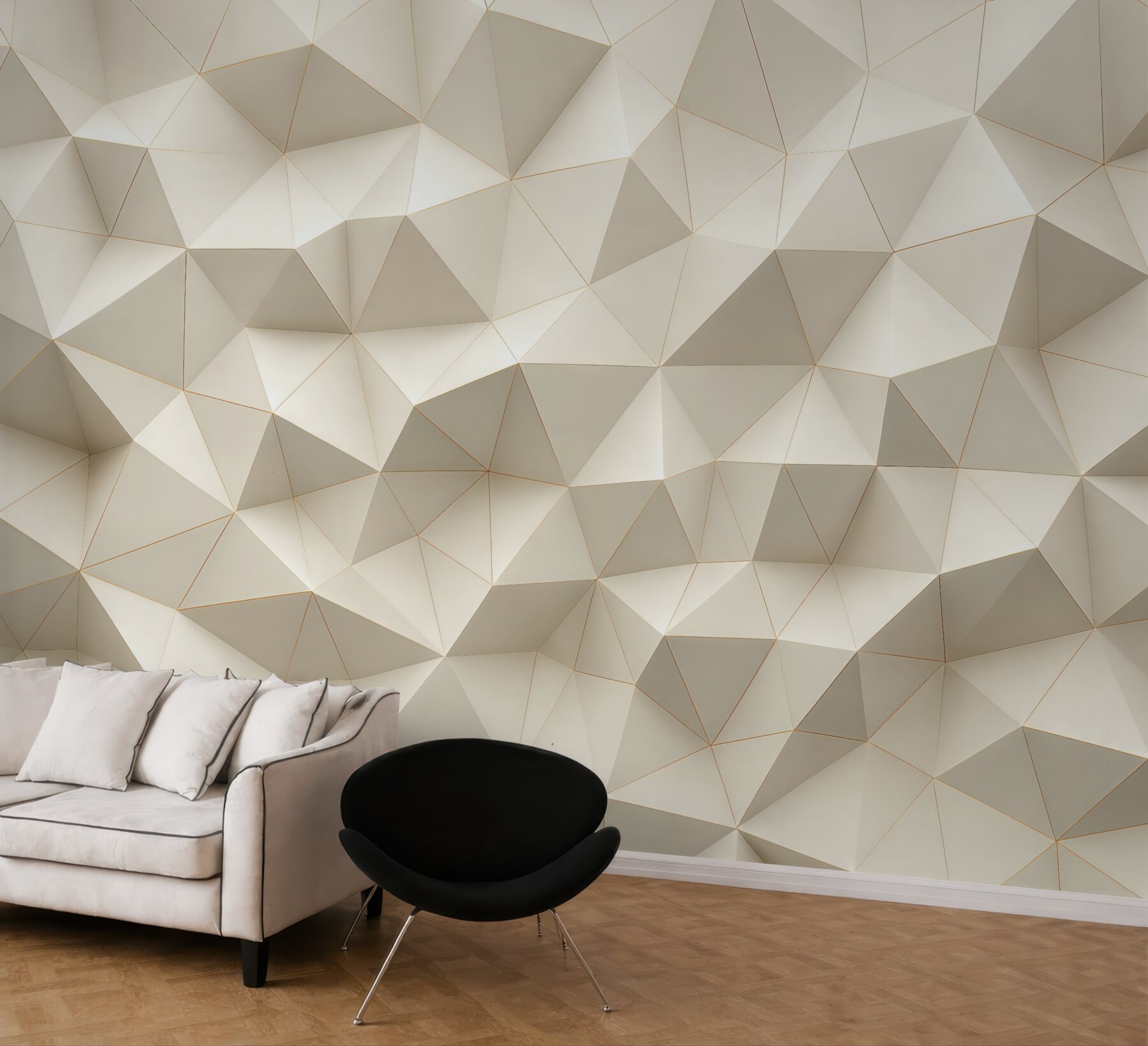 Fototapeta geometryczna mozaika 3d w wanilii