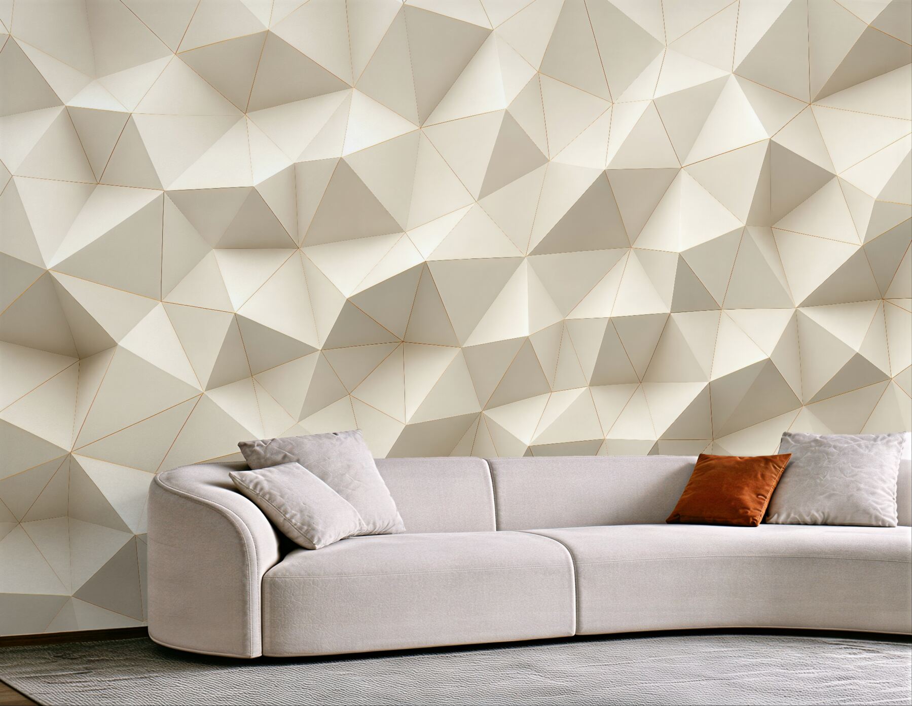 Fototapeta geometryczna mozaika 3d w wanilii