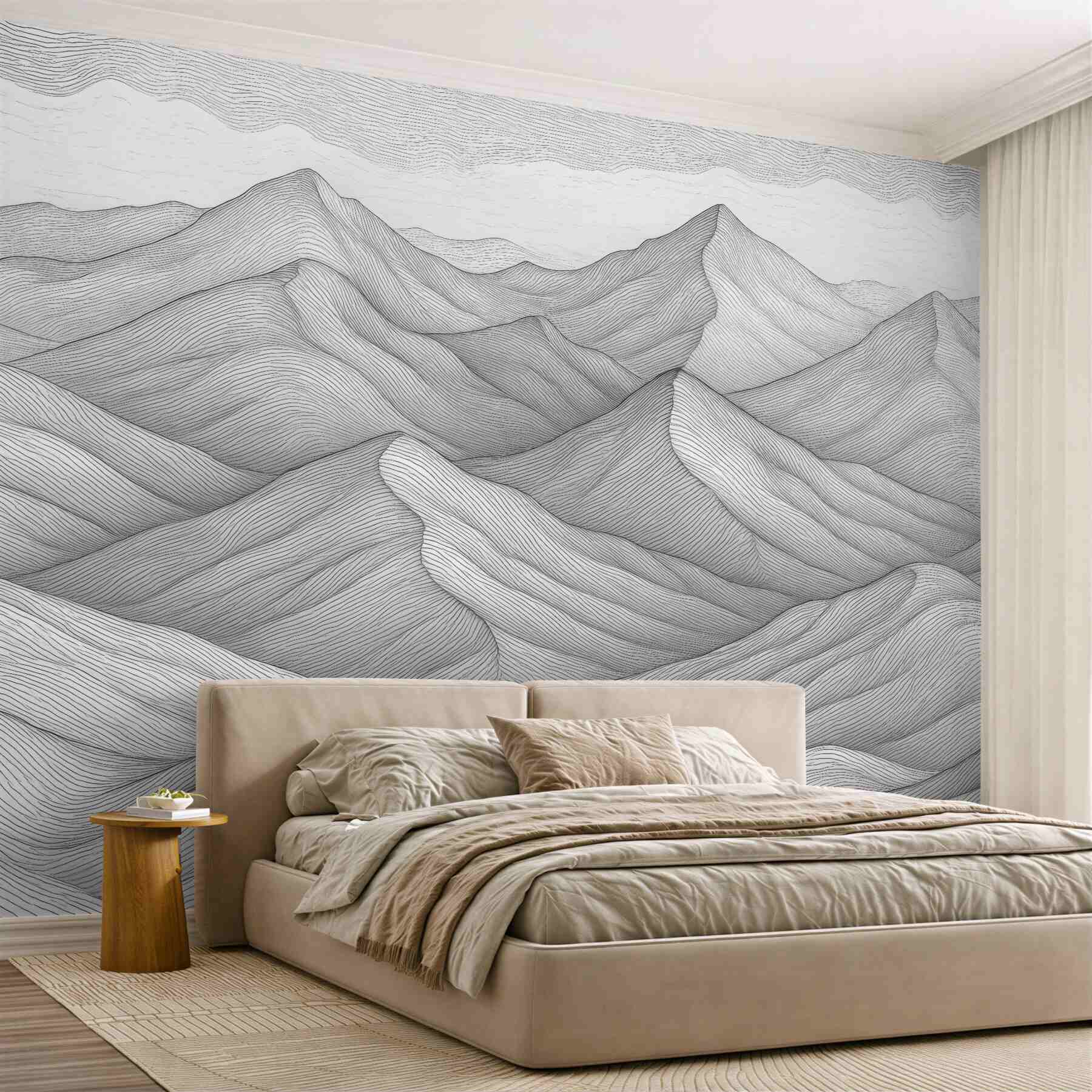 Fototapeta minimalistyczne górskie linie w szarości