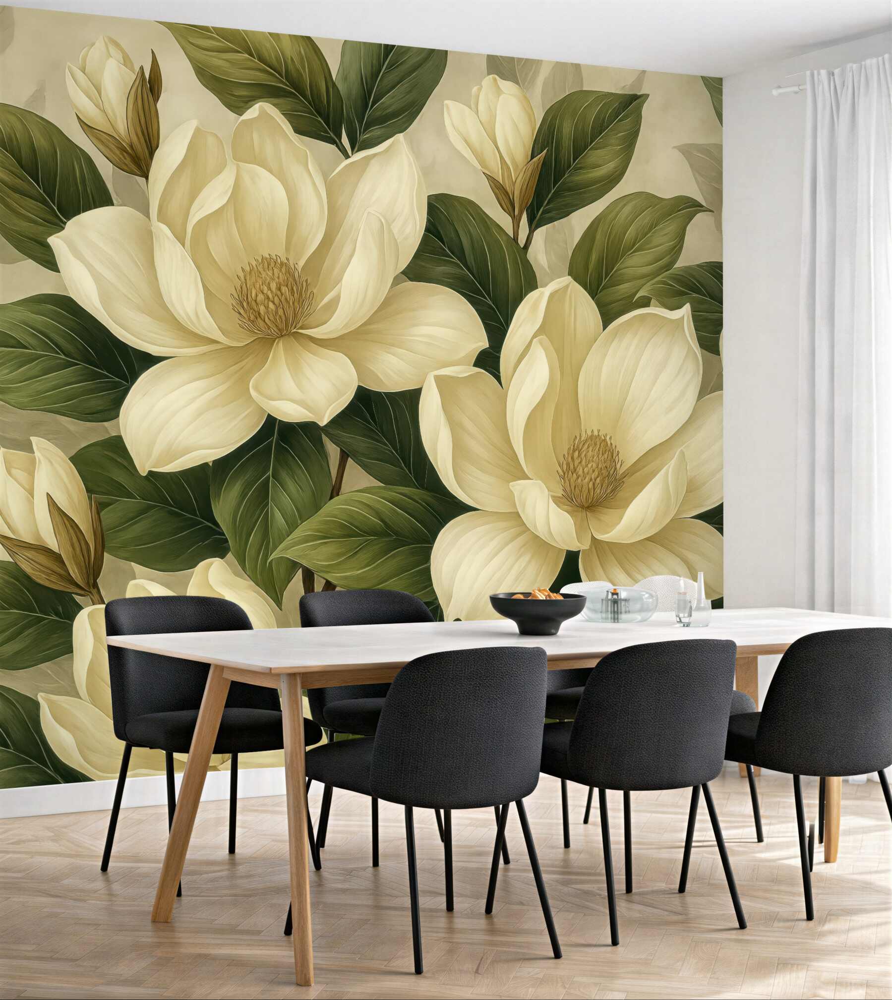 Fototapeta kremowe magnolie w eleganckim stylu