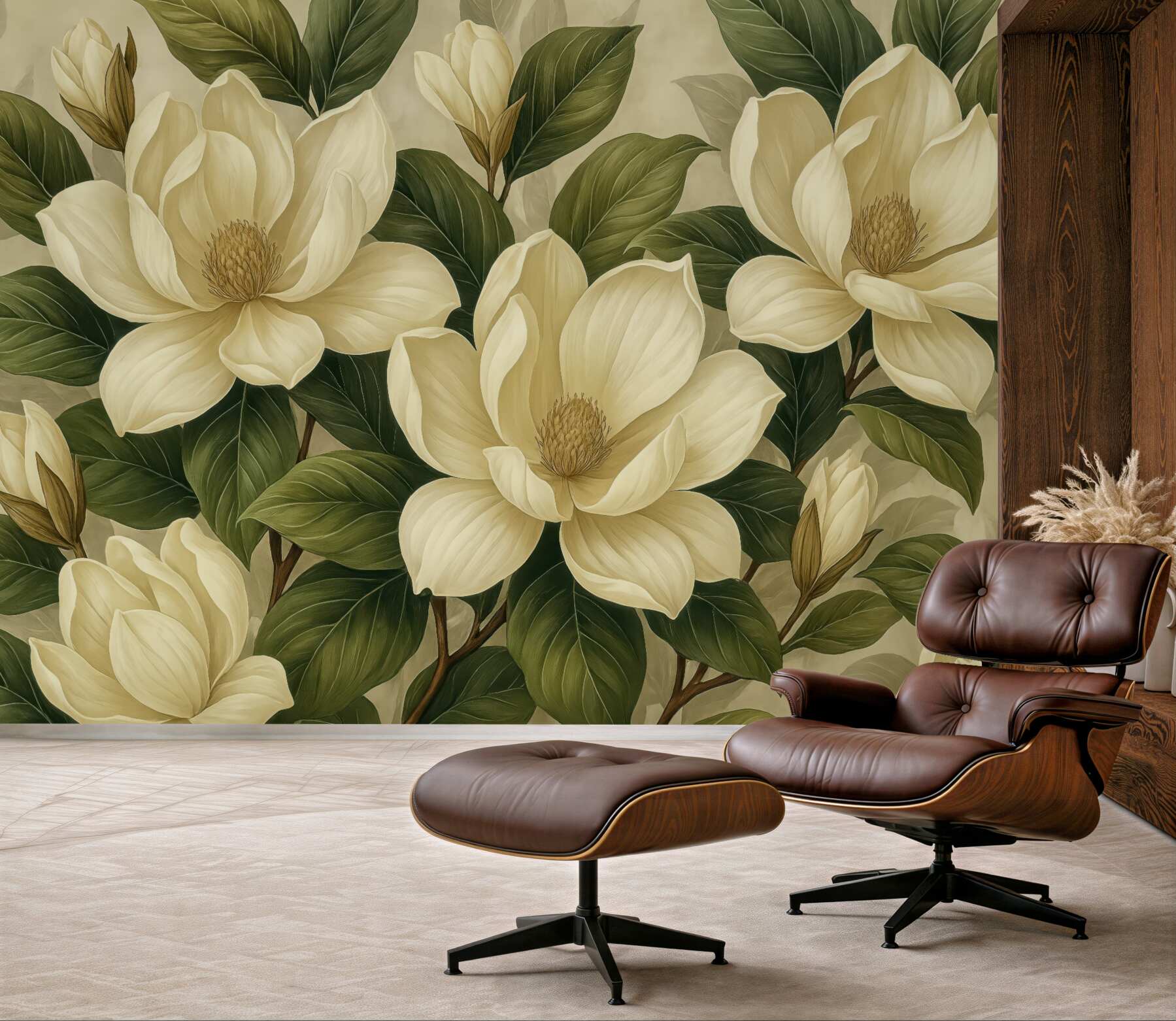 Fototapeta kremowe magnolie w eleganckim stylu