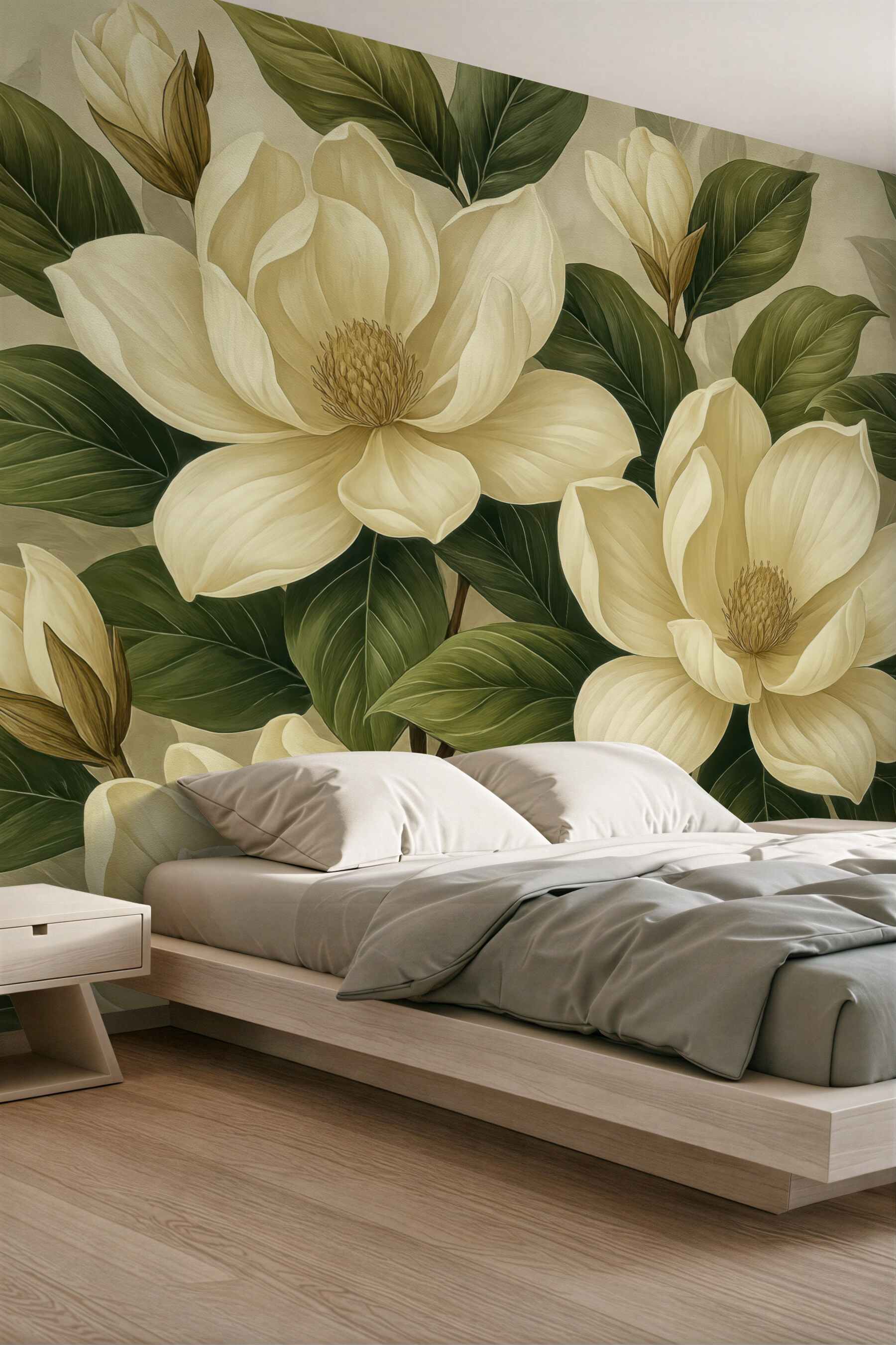 Fototapeta kremowe magnolie w eleganckim stylu