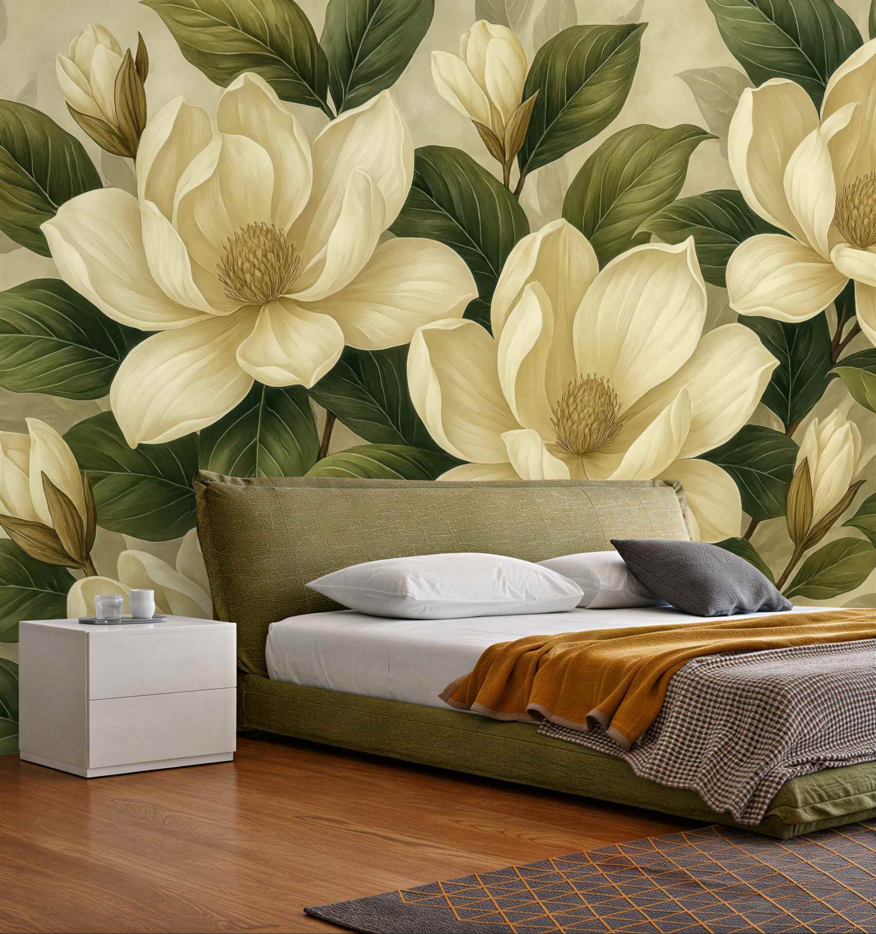 Fototapeta kremowe magnolie w eleganckim stylu