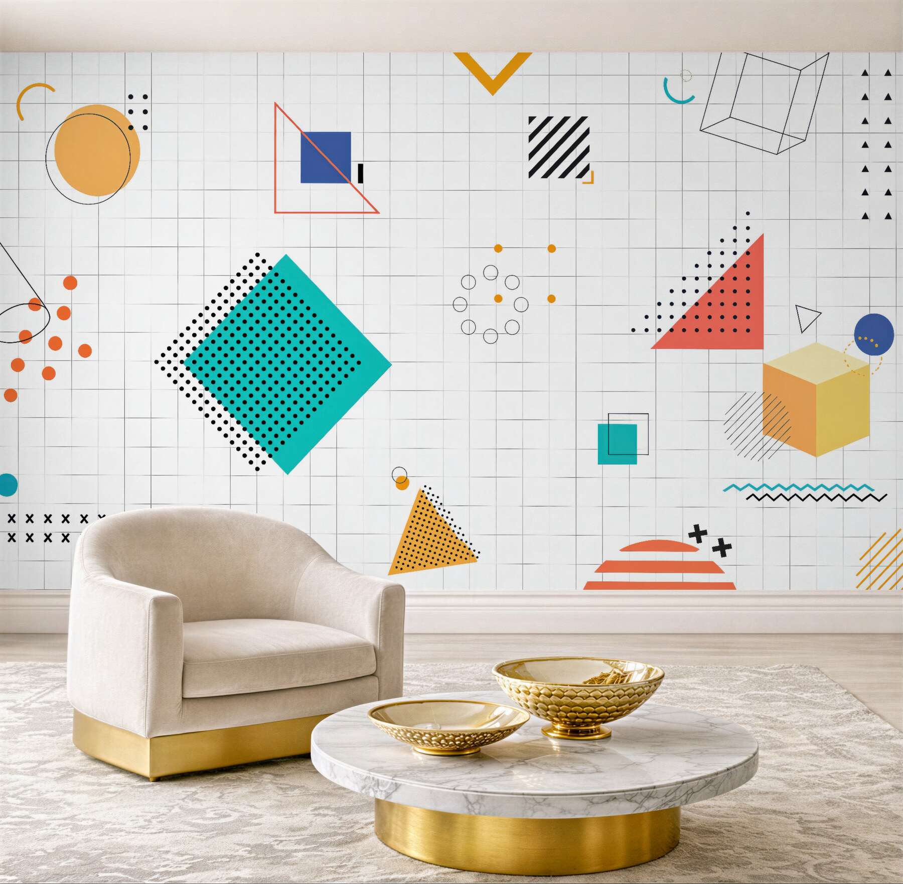Fototapeta kolorowa geometria w stylu memphis